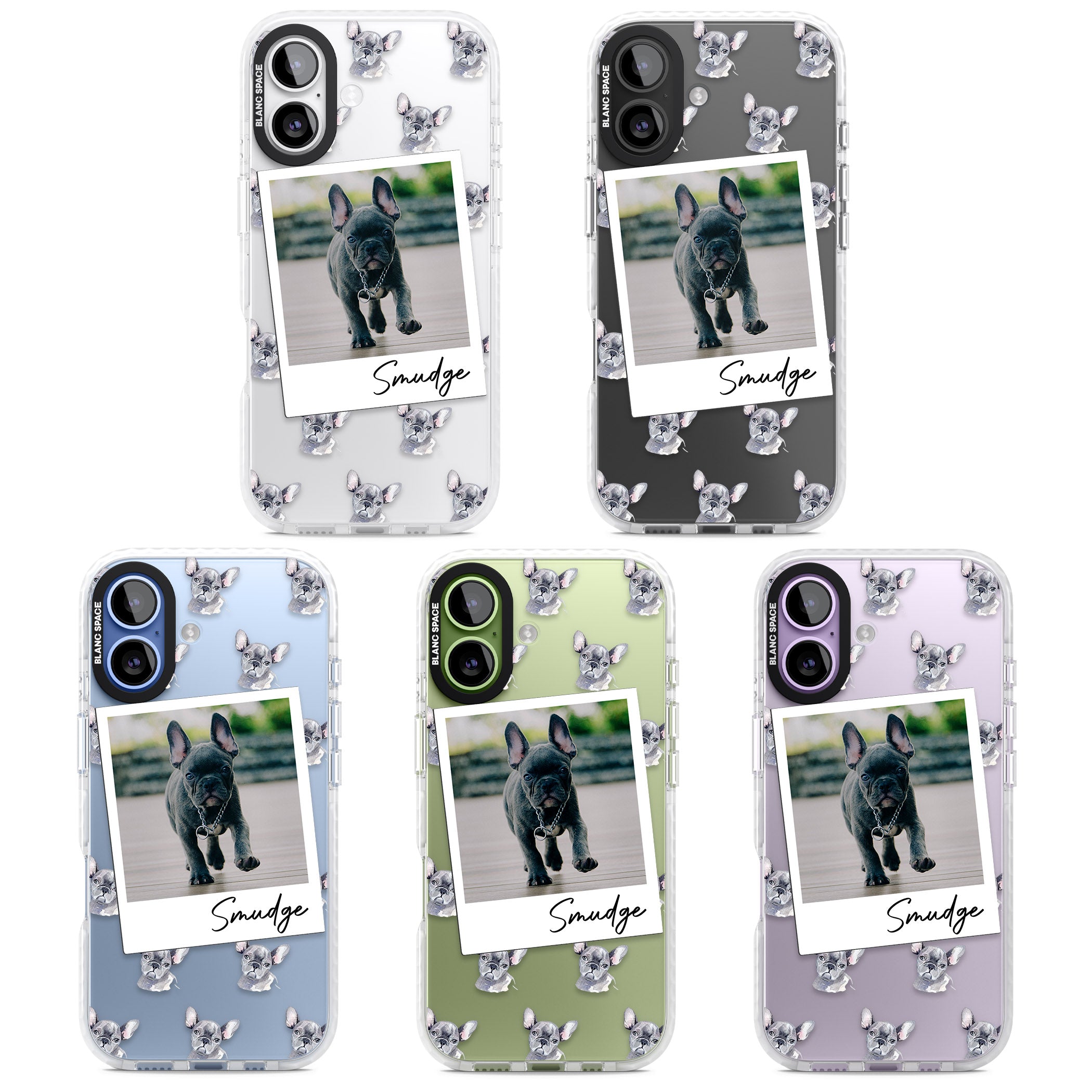 Personalised Grey French Bulldog Instant Camera Photo iPhone 17 Impact Clear Phone Case APT Impact Protection
