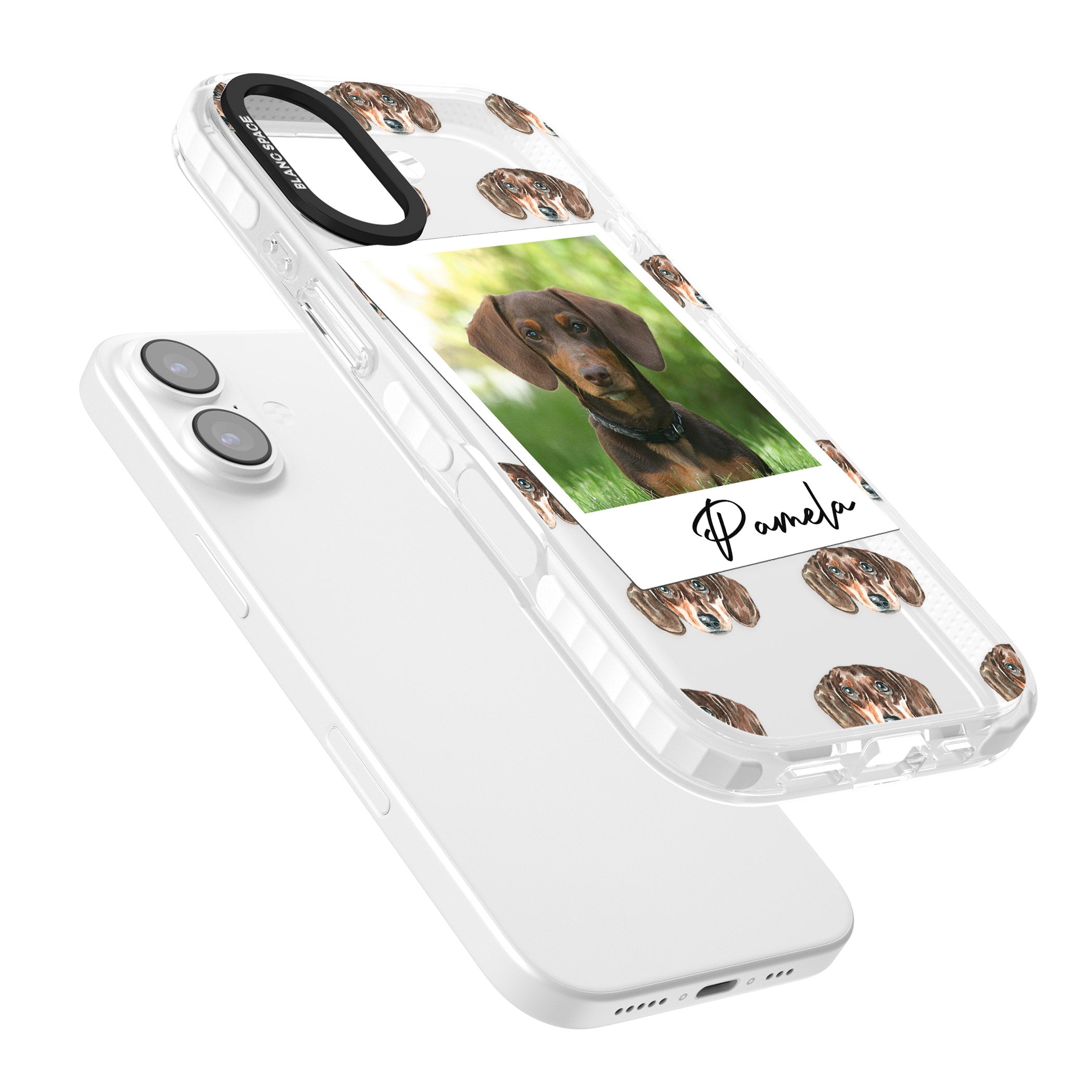 Personalised Brown Dachshund Instant Camera Photo iPhone 17 Impact Clear Phone Case Colours