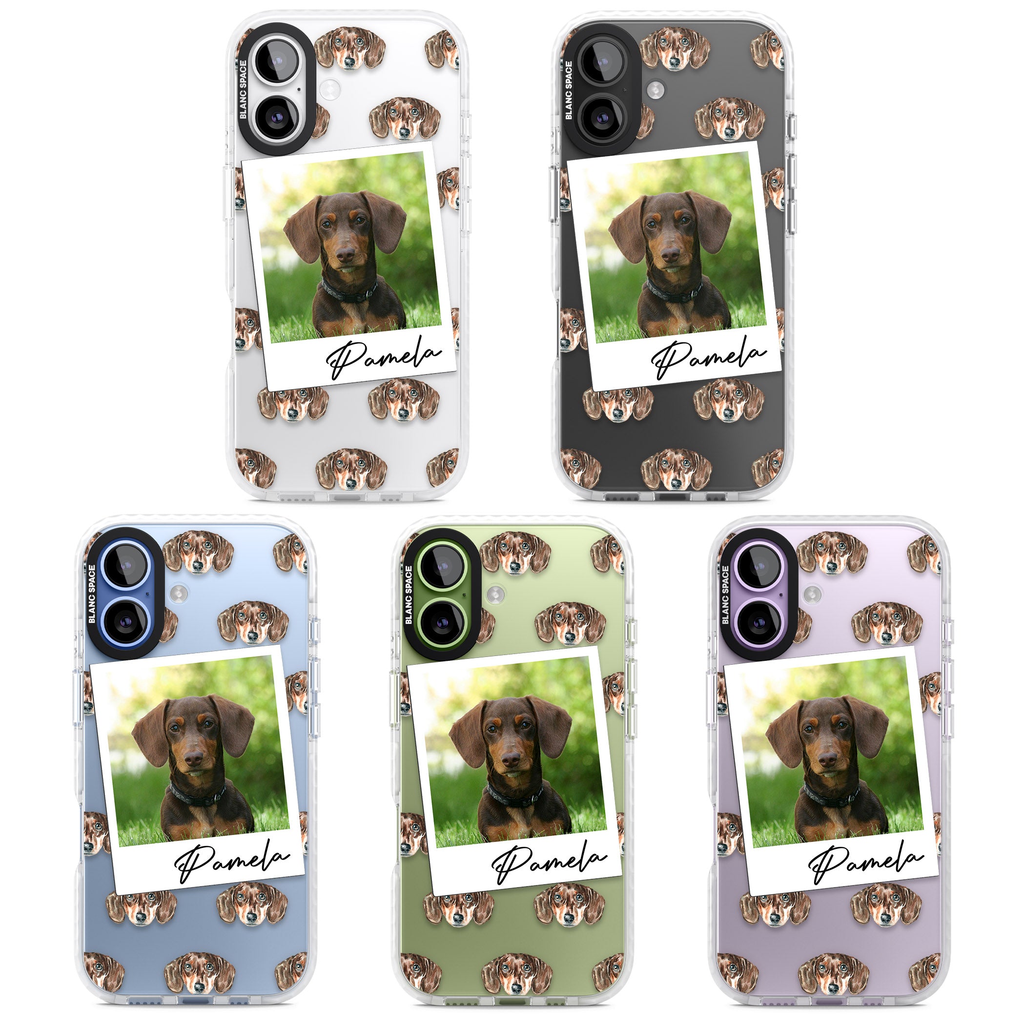 Personalised Brown Dachshund Instant Camera Photo iPhone 17 Impact Clear Phone Case APT Impact Protection