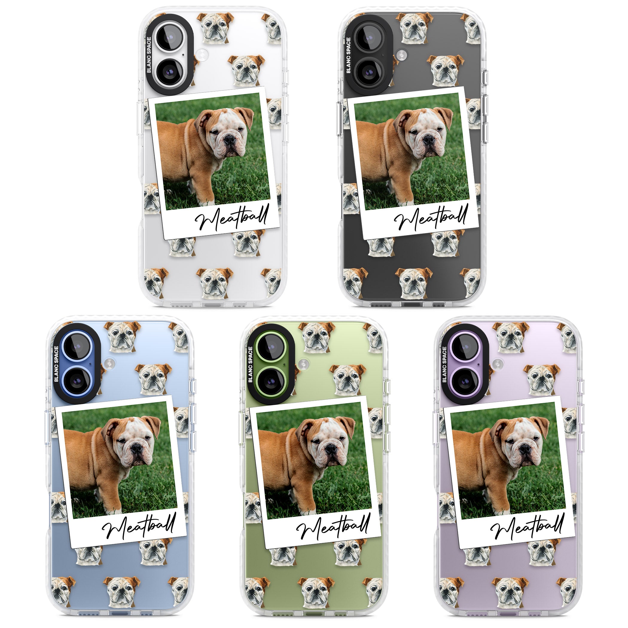 Personalised English Bulldog Instant Camera Photo iPhone 17 Impact Clear Phone Case APT Impact Protection