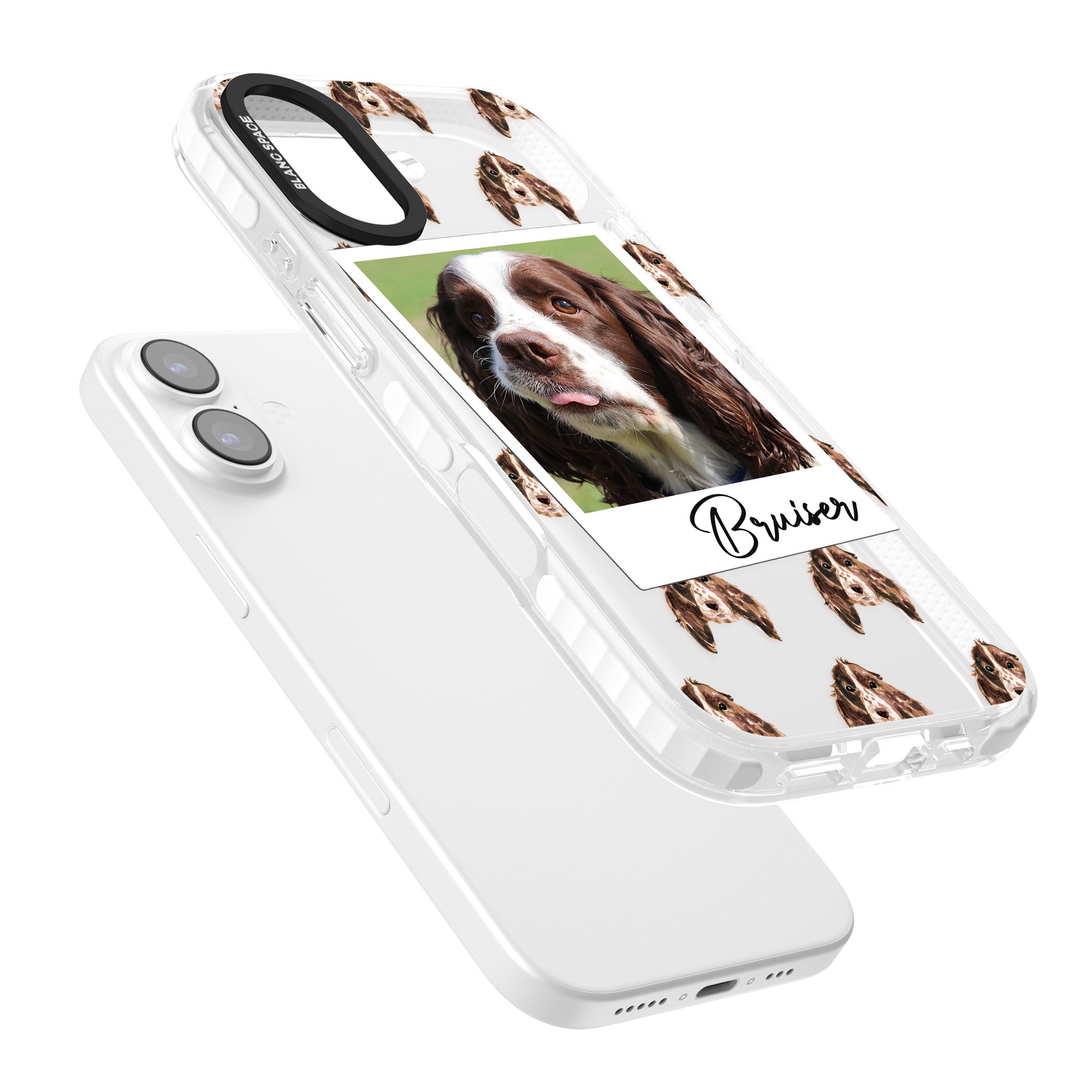 Personalised Springer Spaniel Instant Camera Photo iPhone 17 Impact Clear Phone Case Colours