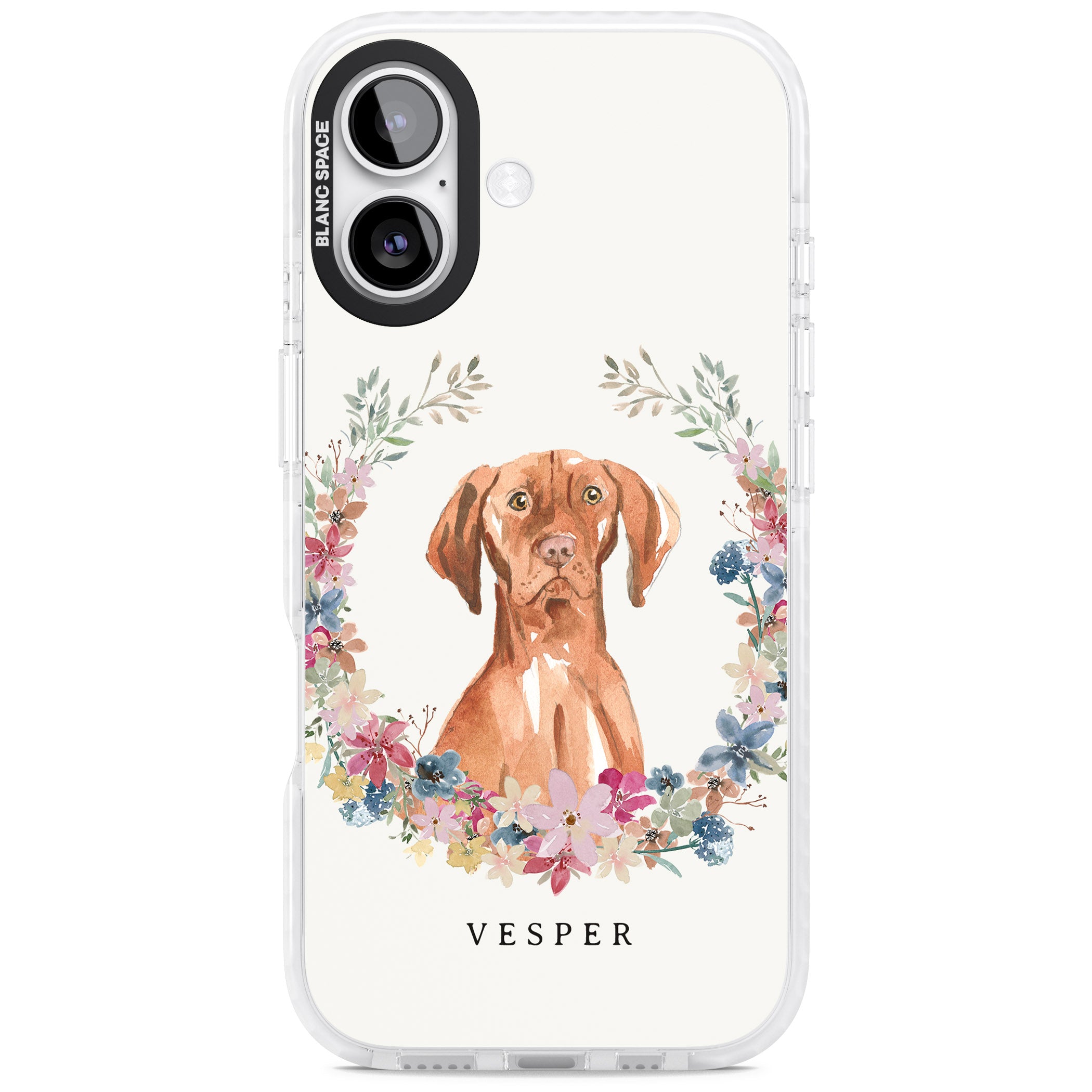 Personalised Hungarian Vizsla Floral Portrait iPhone 17 Impact Clear Phone Case