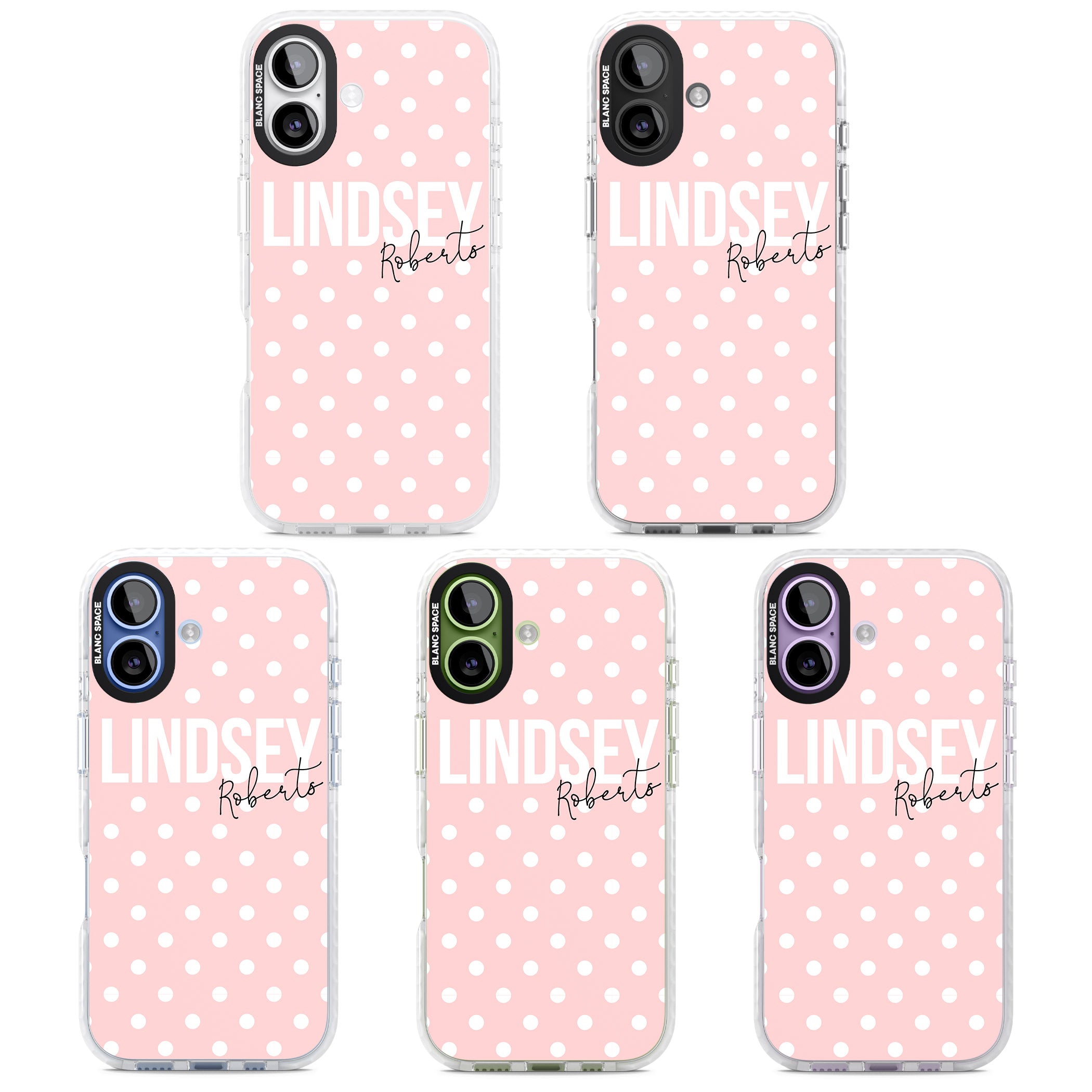 Personalised Pink Polka iPhone 17 Impact Clear Phone Case APT Impact Protection