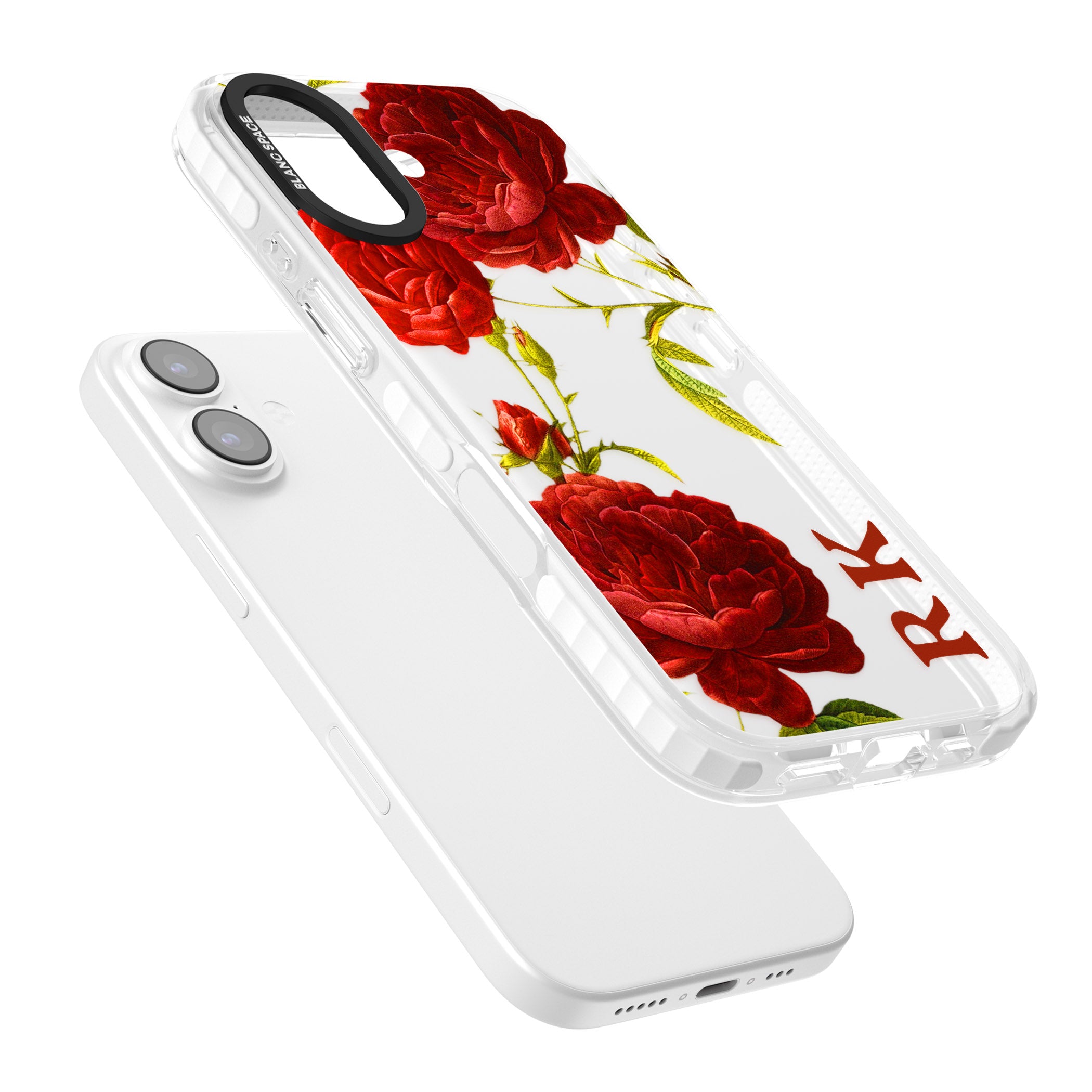 Personalised Vintage Floral Red Roses iPhone 17 Impact Clear Phone Case Colours