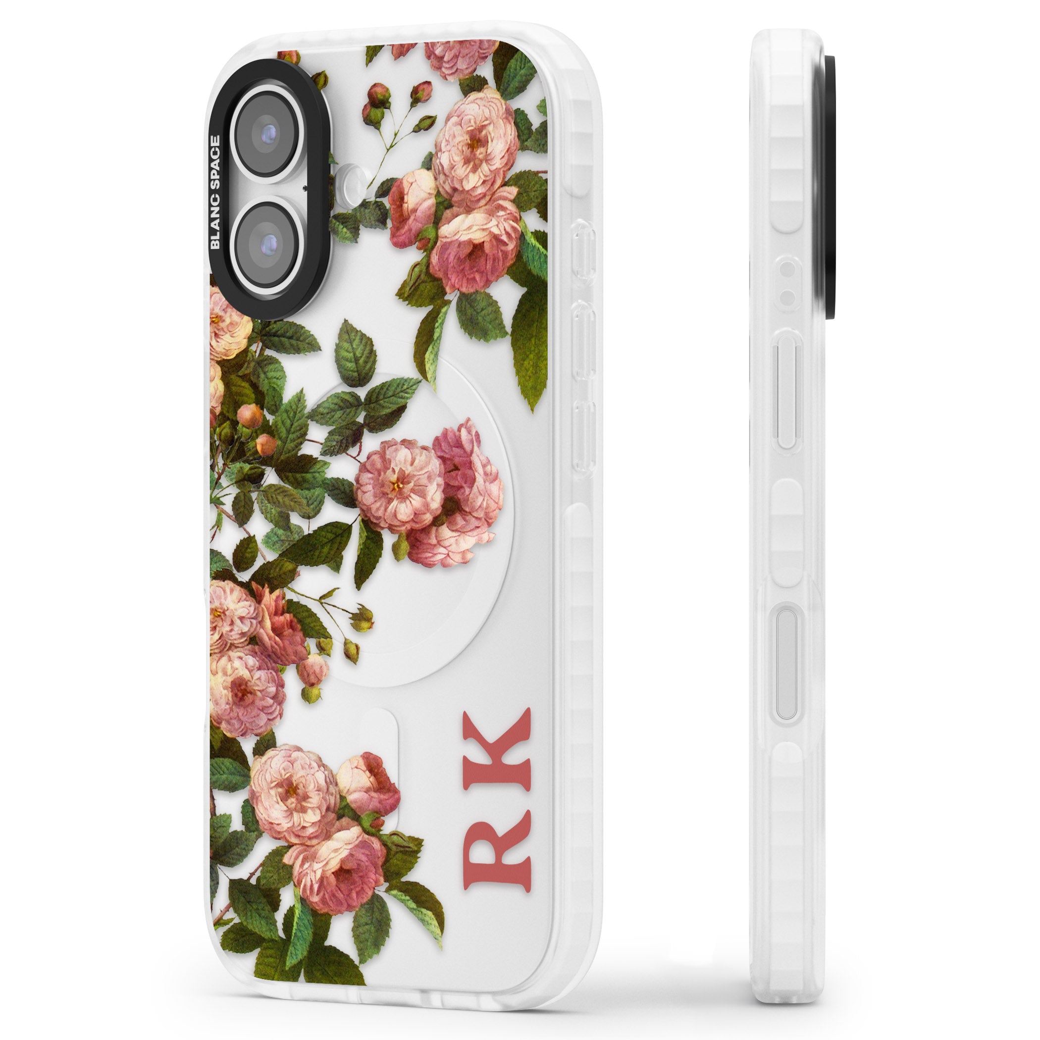 Personalised Vintage Floral Garden iPhone 17 Impact Clear Phone Case Side Profile