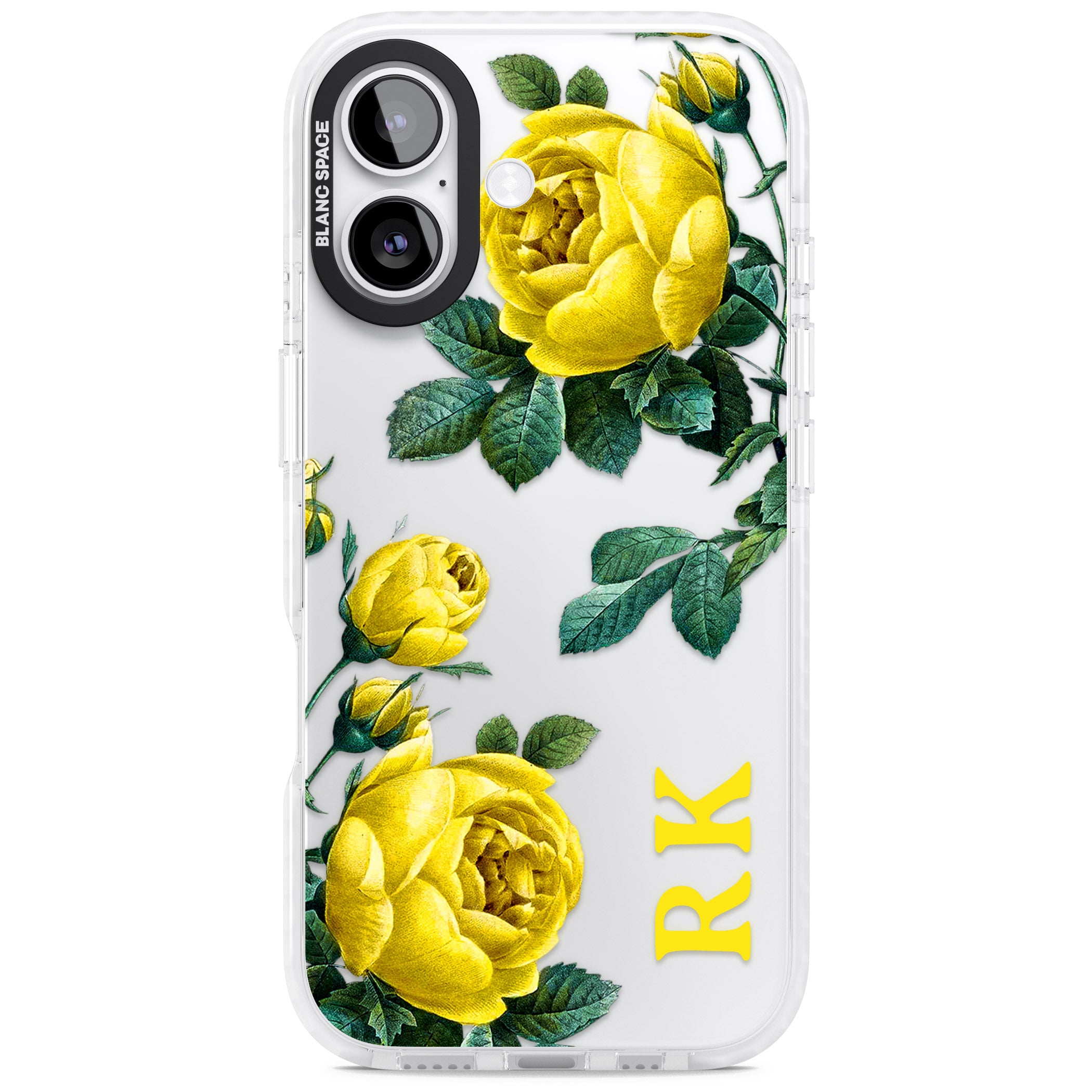Personalised Vintage Floral Yellow Roses iPhone 17 Impact Clear Phone Case