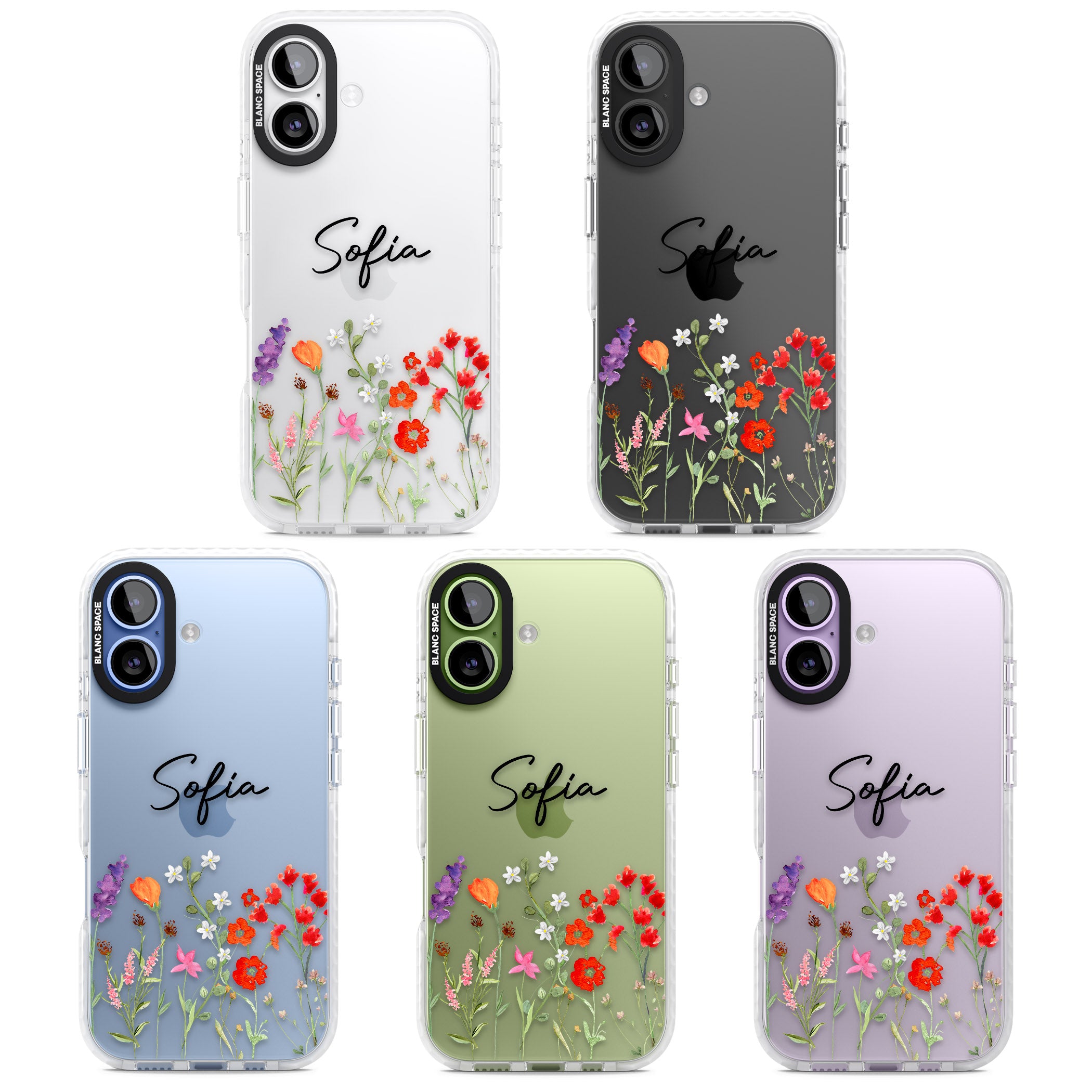 Personalised Spring Wildflowers iPhone 17 Impact Clear Phone Case APT Impact Protection