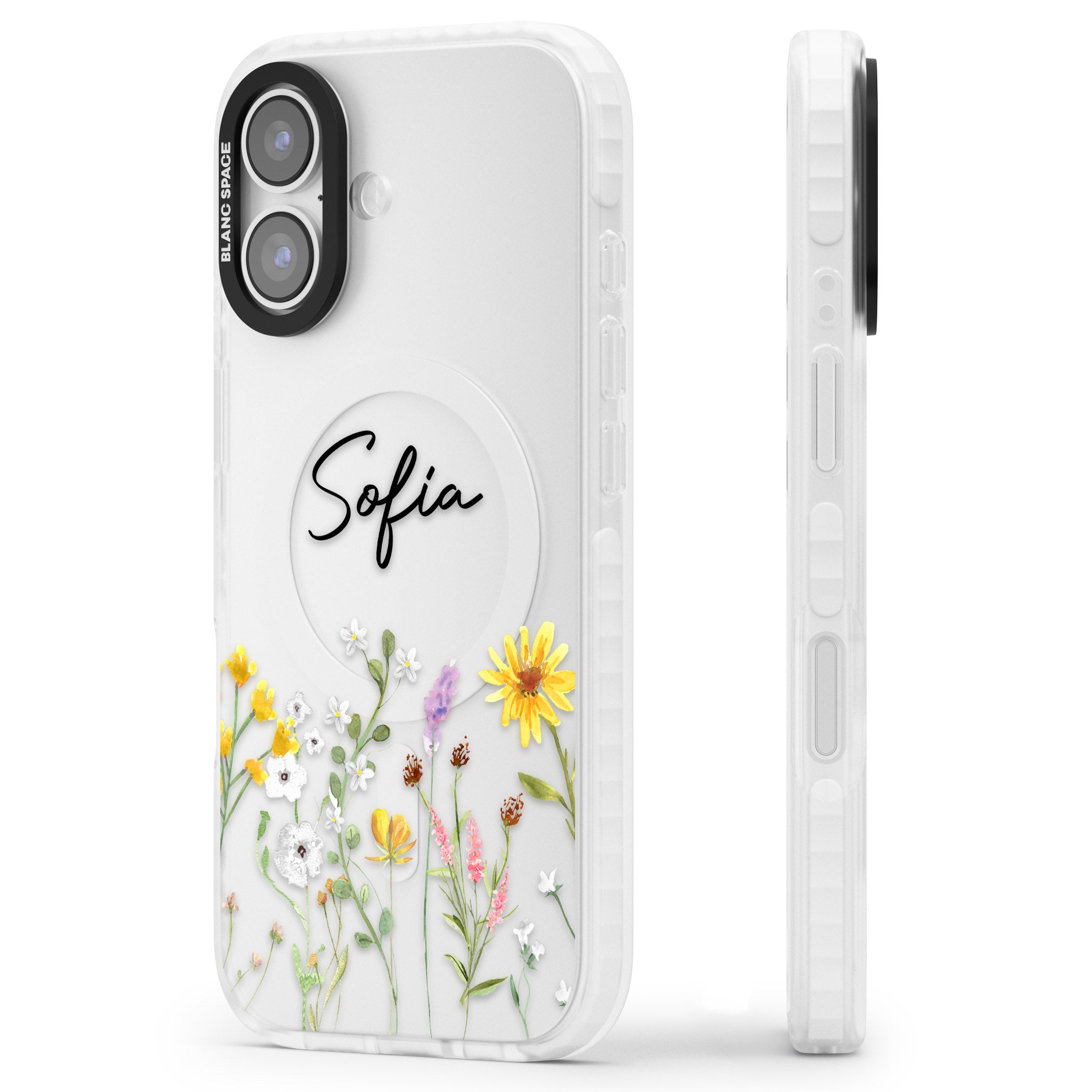 Personalised April Wildfowers iPhone 17 Impact Clear Phone Case Side Profile