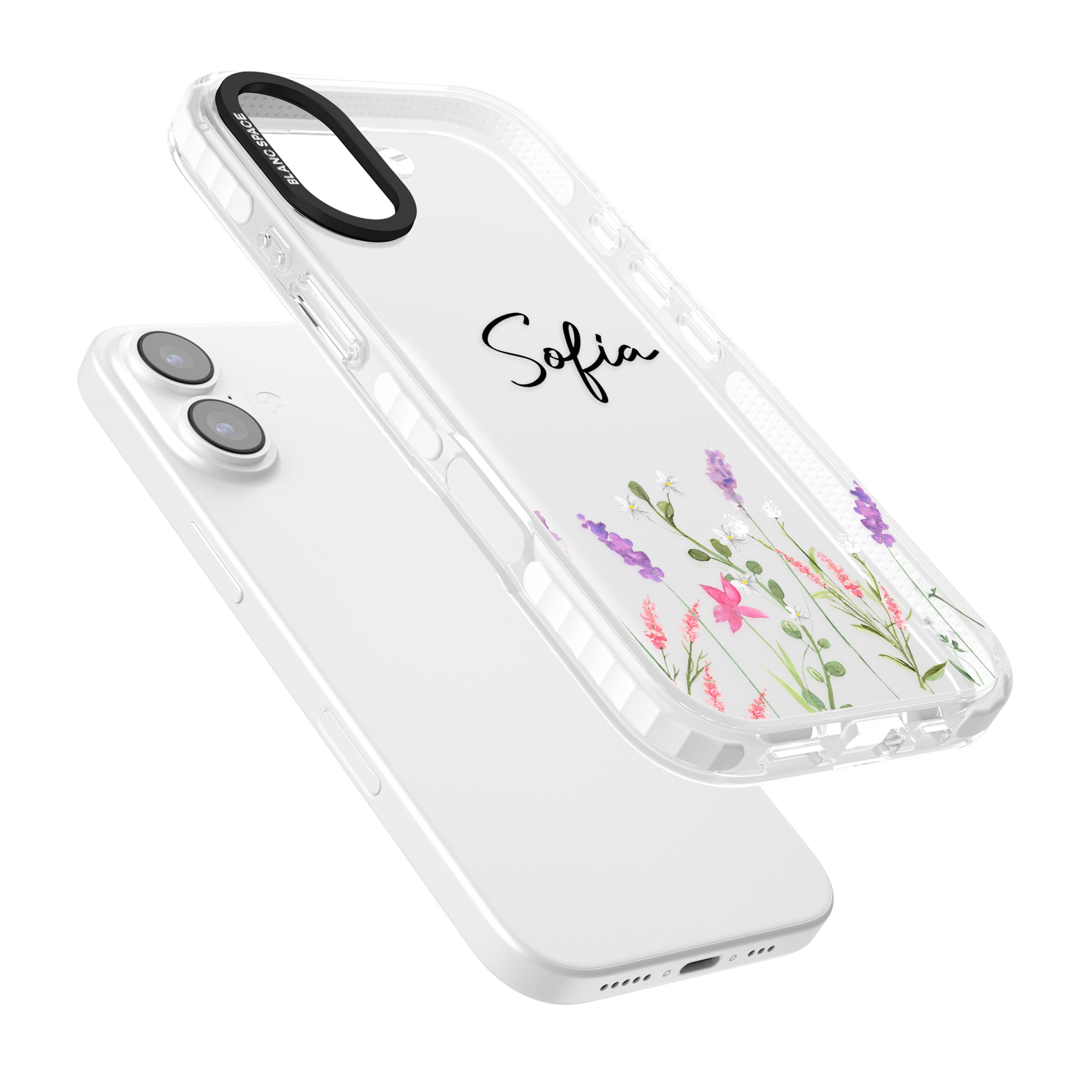 Personalised Lavender Wildflowers iPhone 17 Impact Clear Phone Case Colours