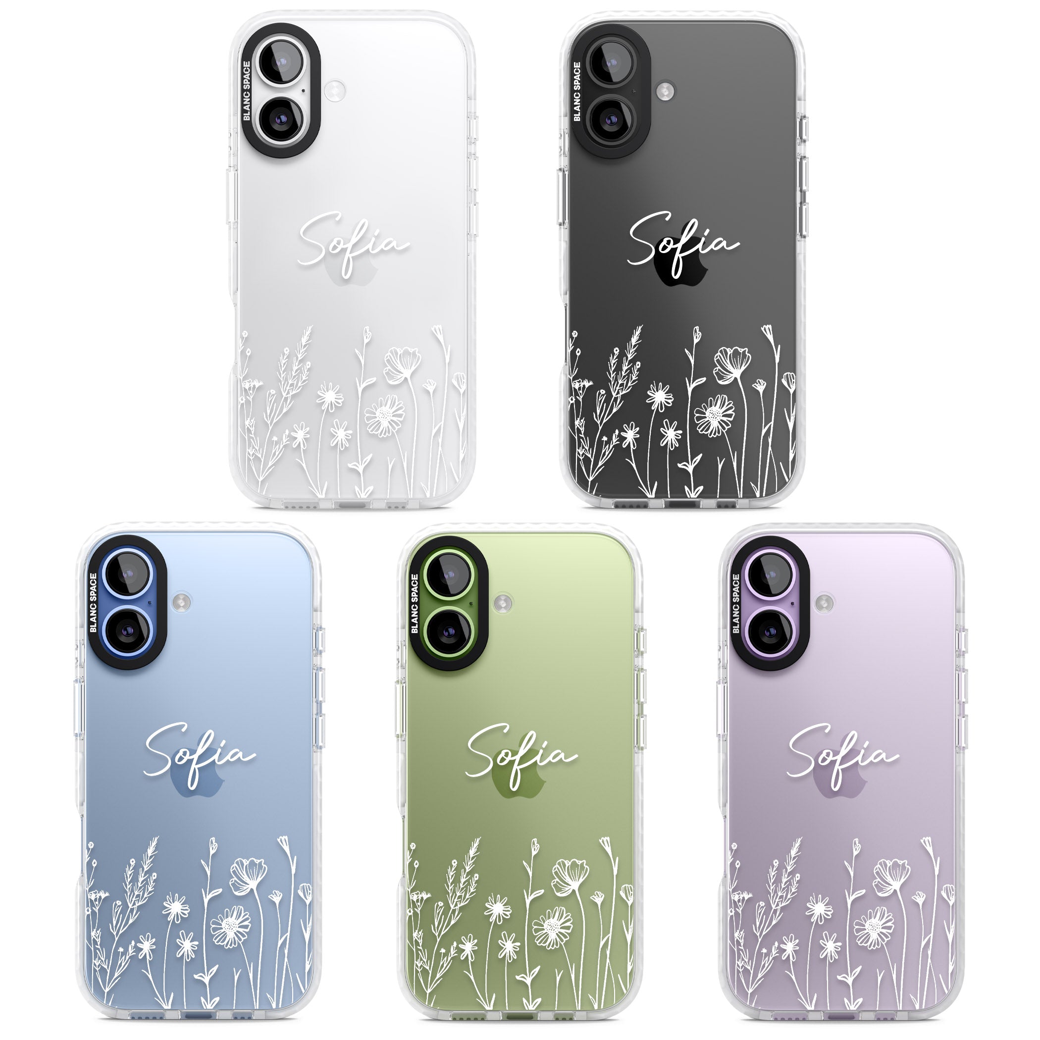Personalised White Wildflowers iPhone 17 Impact Clear Phone Case APT Impact Protection