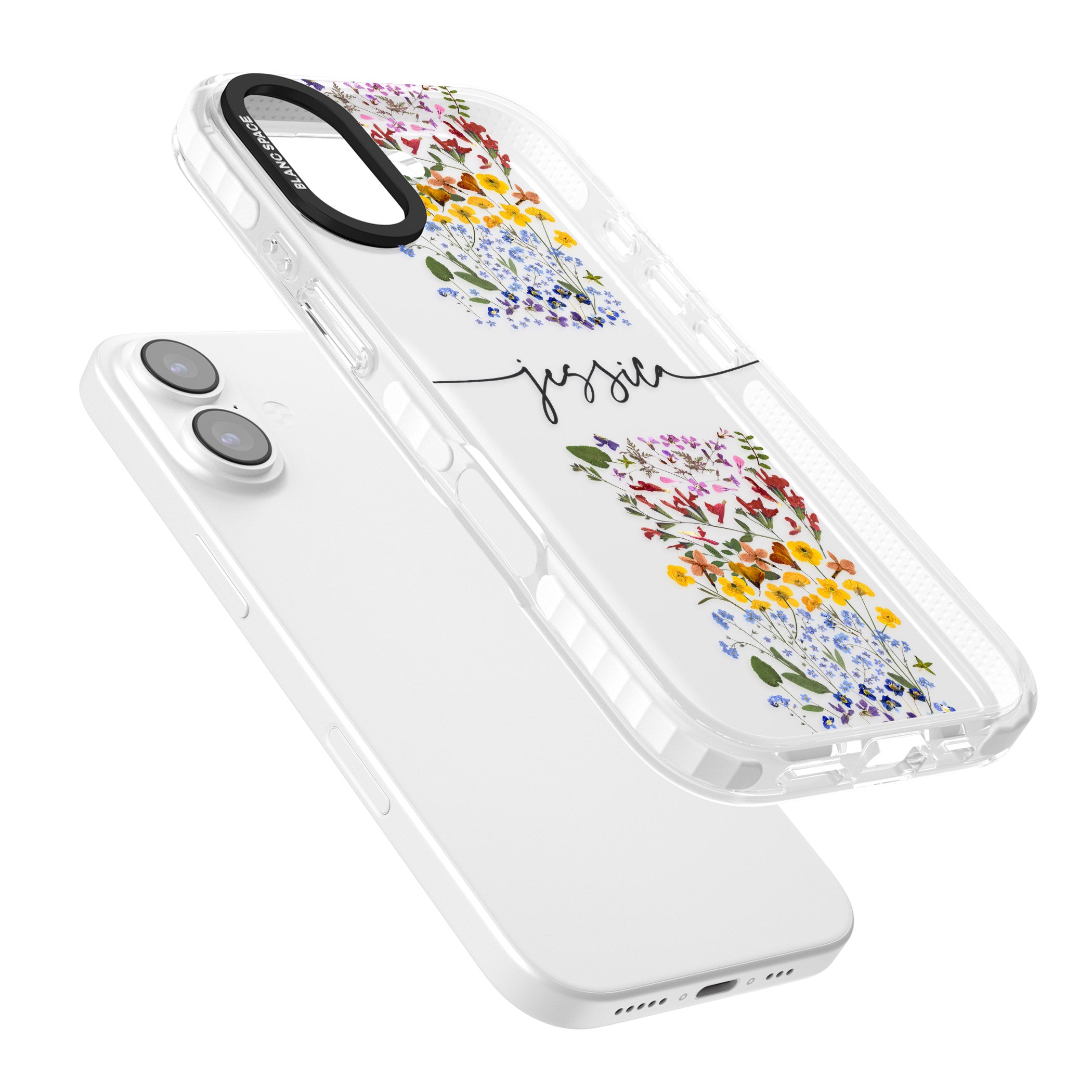 Personalised Wildflower Stripe iPhone 17 Impact Clear Phone Case Colours