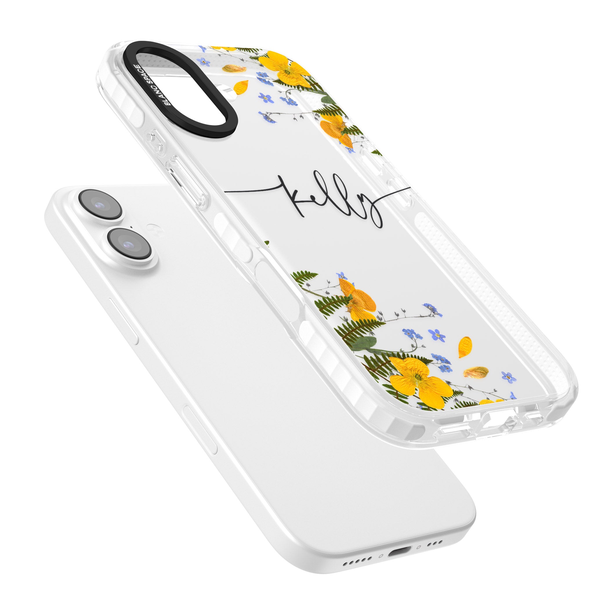 Personalised Ferns & Wildflowers iPhone 17 Impact Clear Phone Case Colours