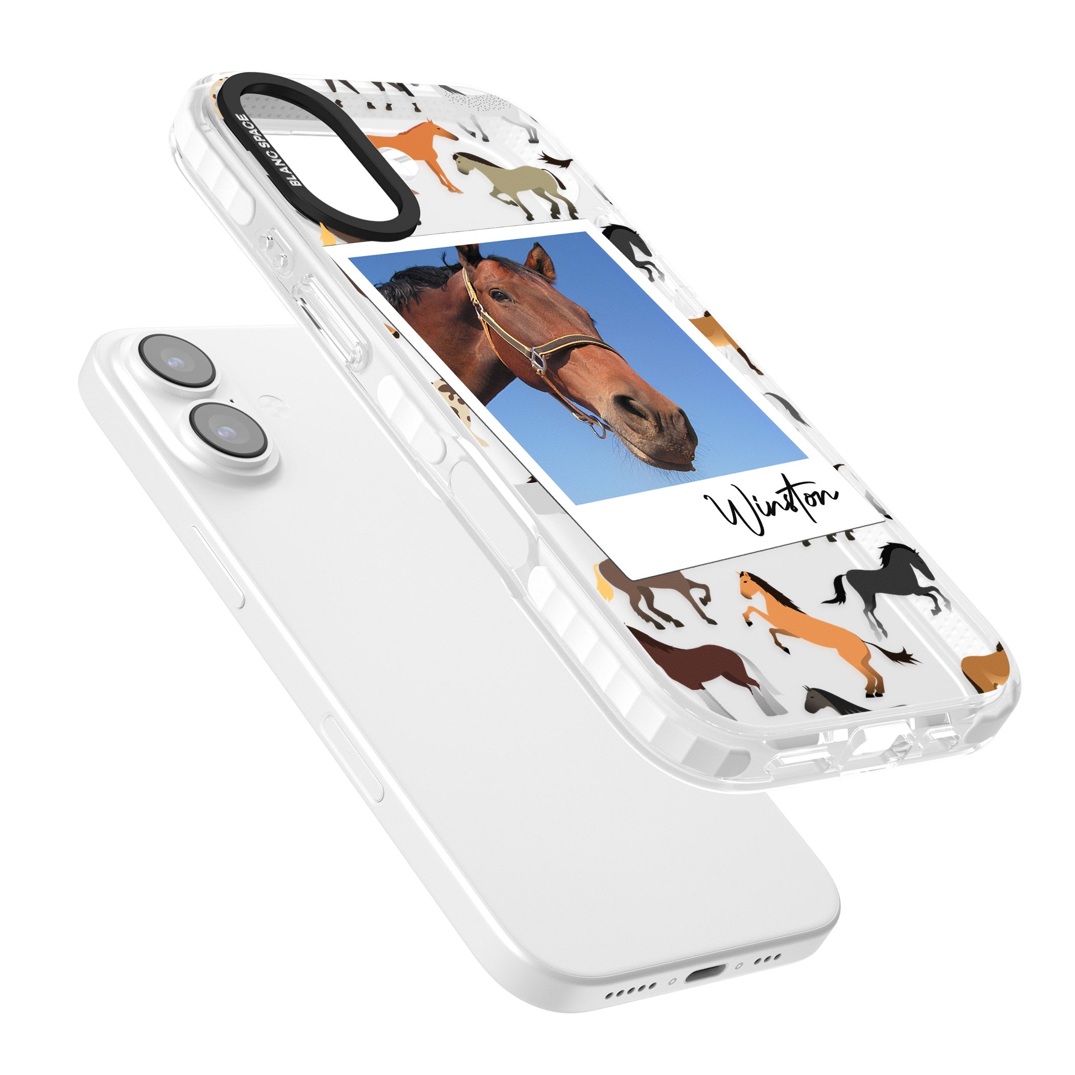 Personalised Horse Polaroid iPhone 17 Impact Clear Phone Case Colours