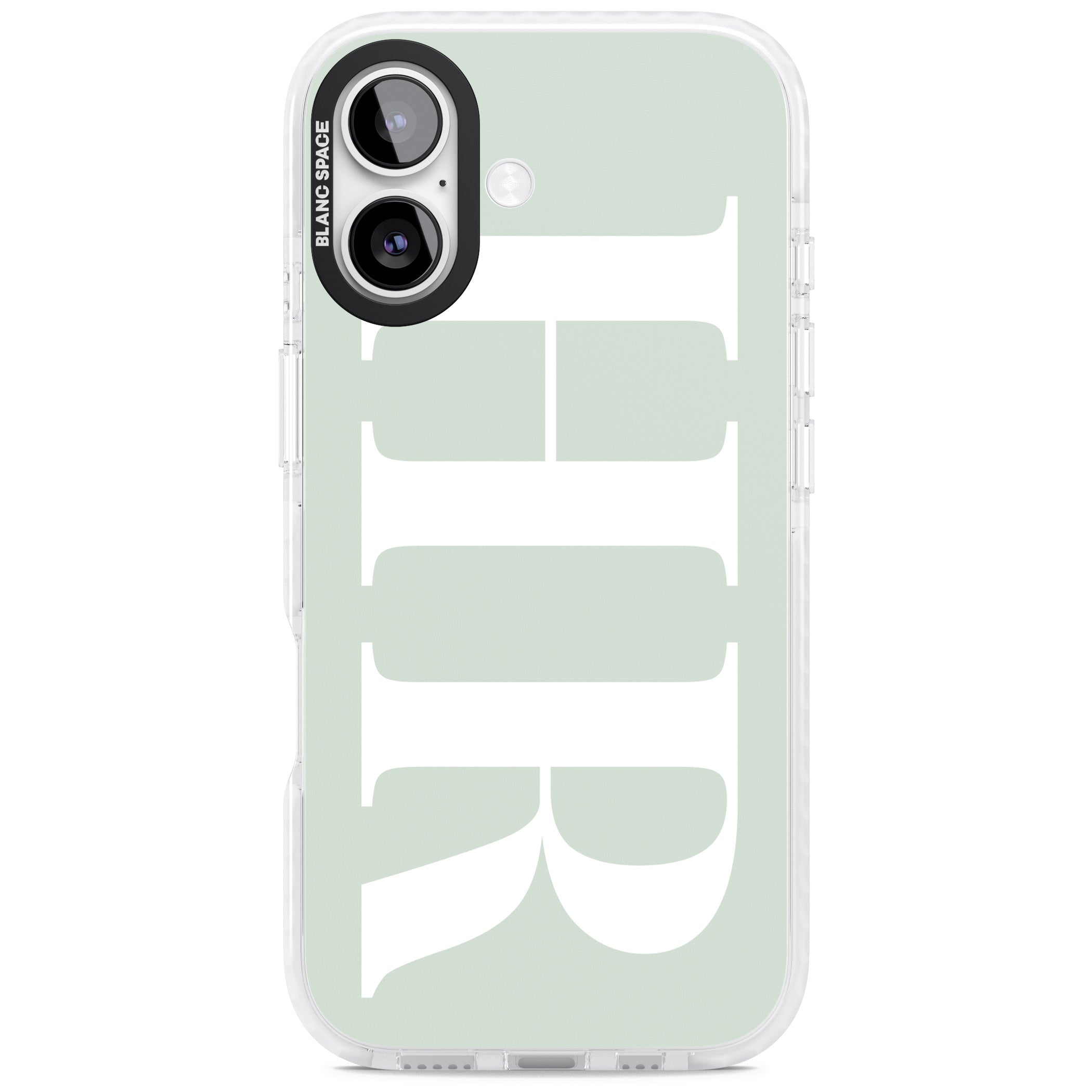 Personalised White & Seafoam Green Letters iPhone 17 Impact Clear Phone Case