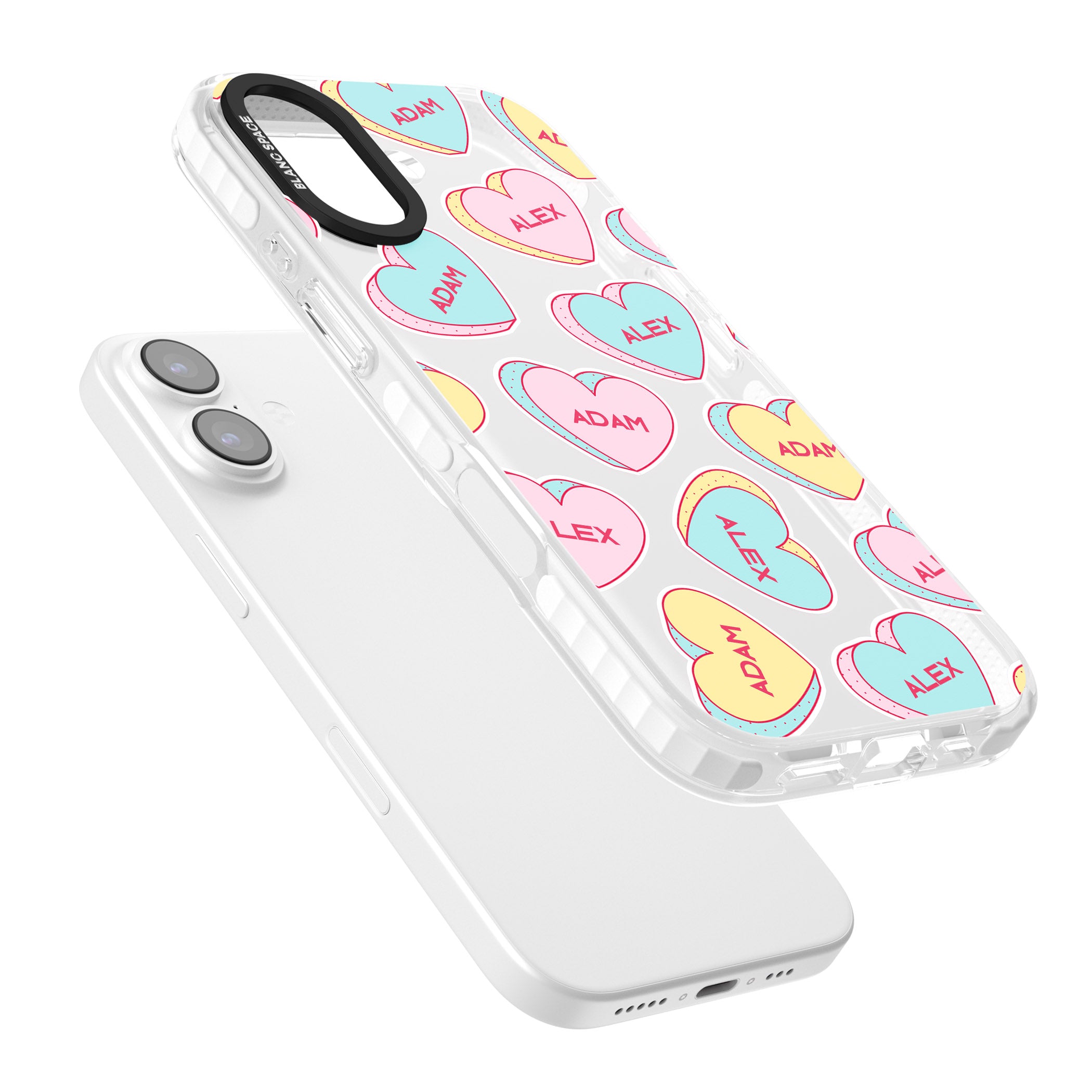 Personalised Love Hearts iPhone 17 Impact Clear Phone Case Colours