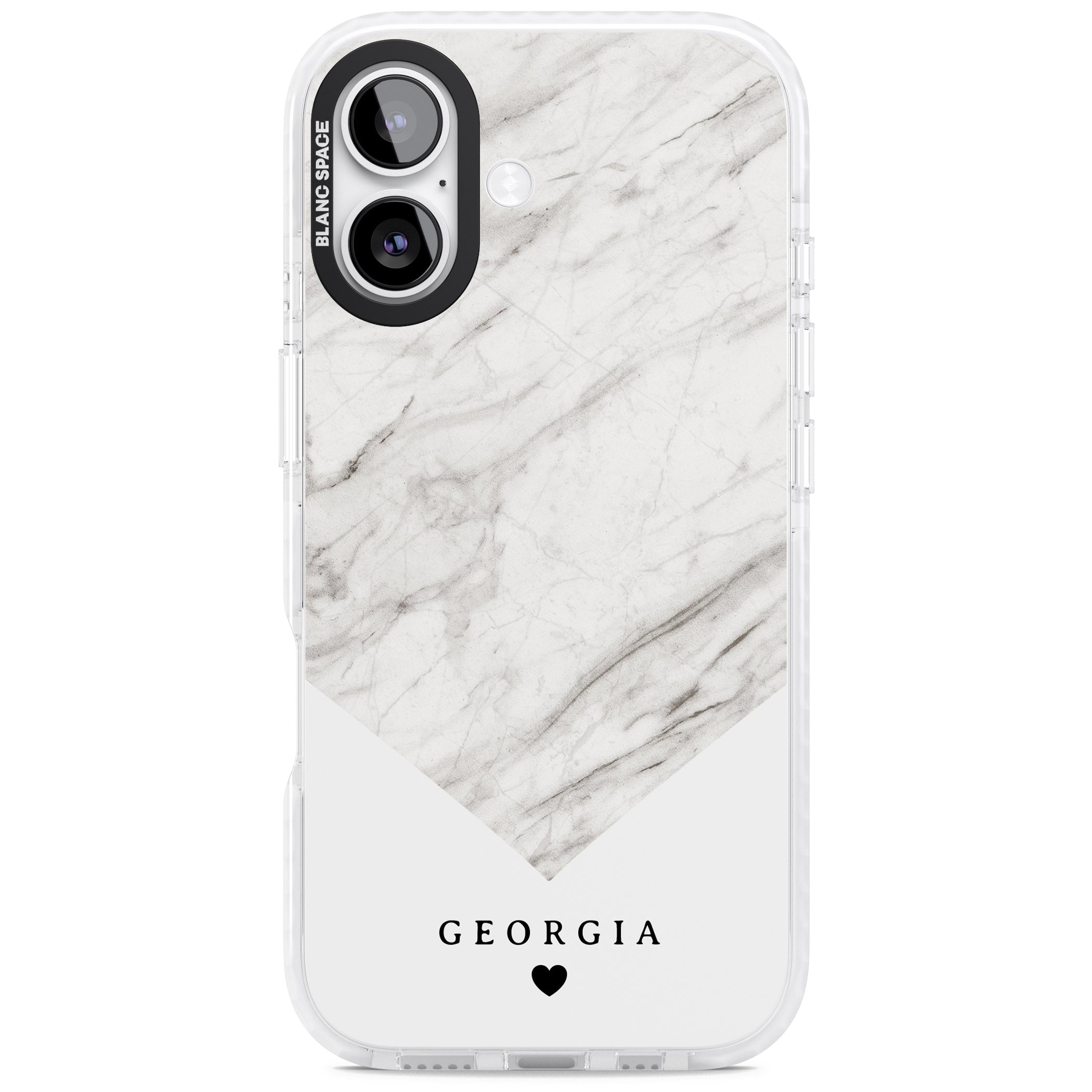 Personalised White Marble iPhone 17 Impact Clear Phone Case