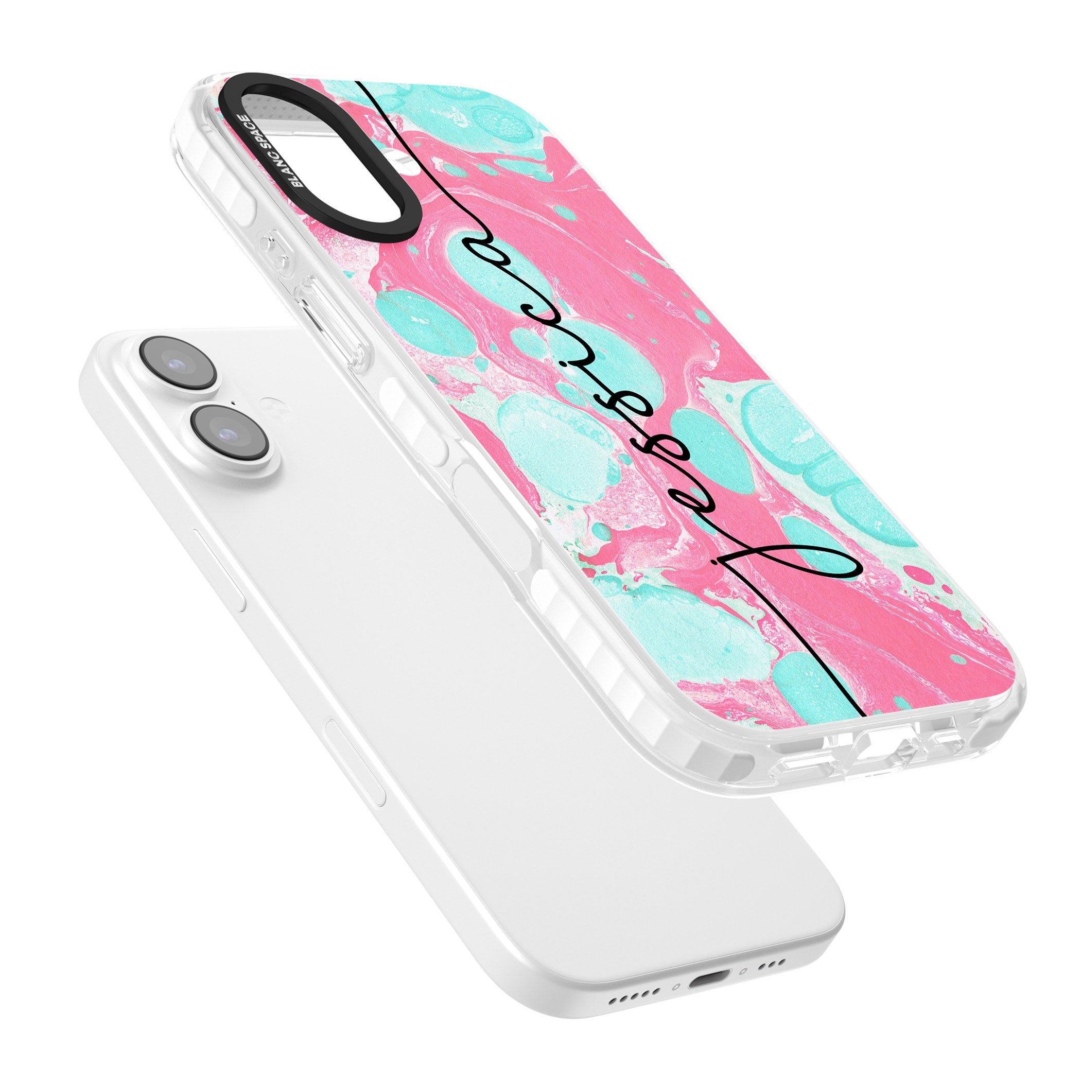 Personalised Turquoise & Pink Marbled iPhone 17 Impact Clear Phone Case Colours