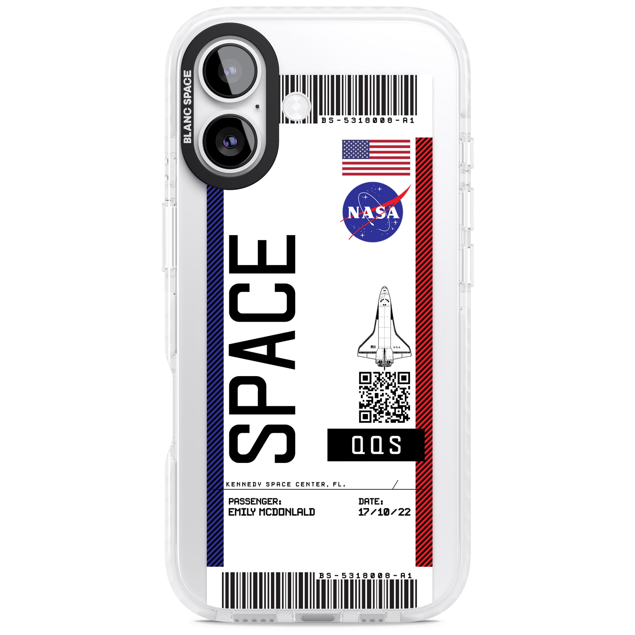 Personalised Nasa Boarding Pass (Light) iPhone 17 Impact Clear Phone Case