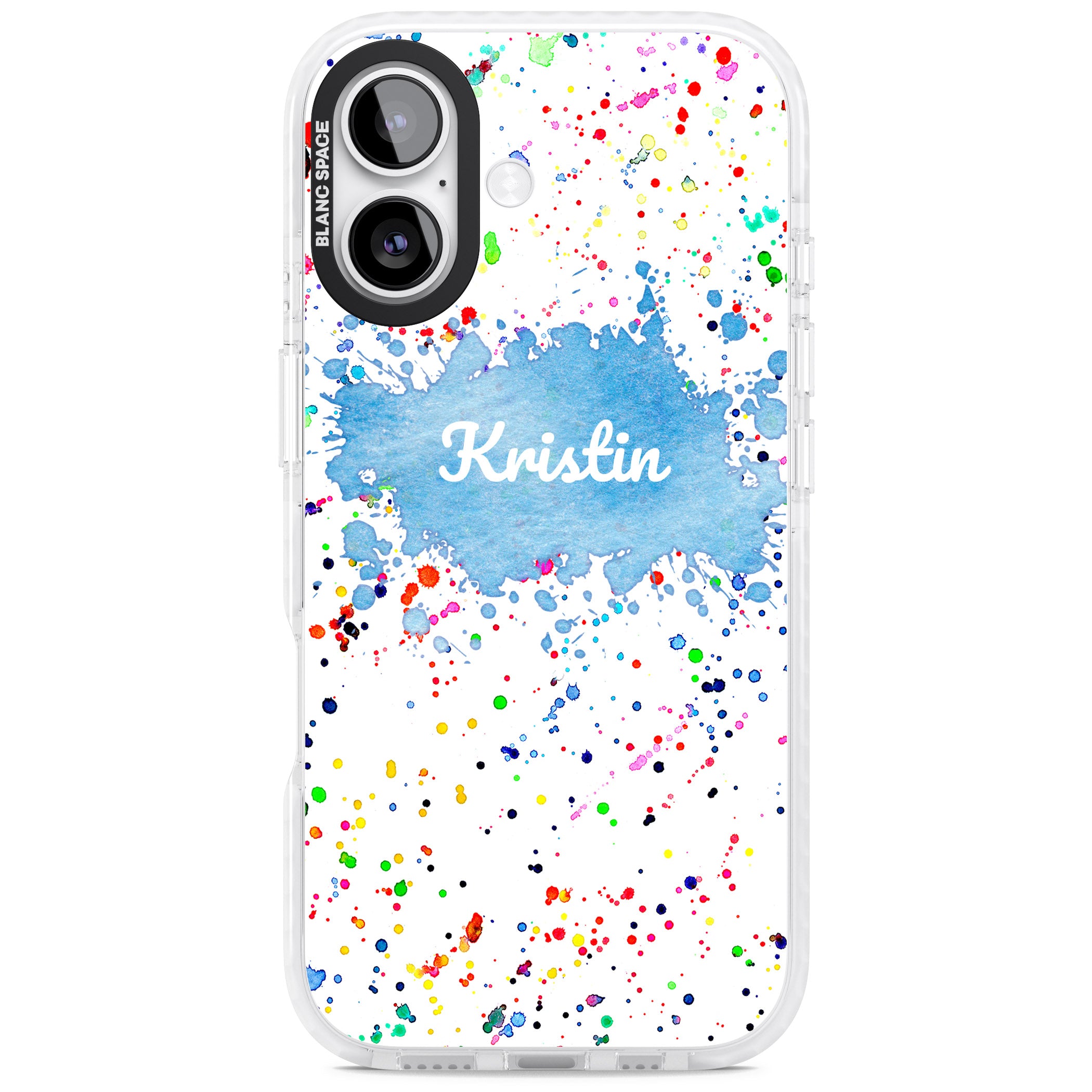 Personalised Rainbow Splatter Name iPhone 17 Impact Clear Phone Case