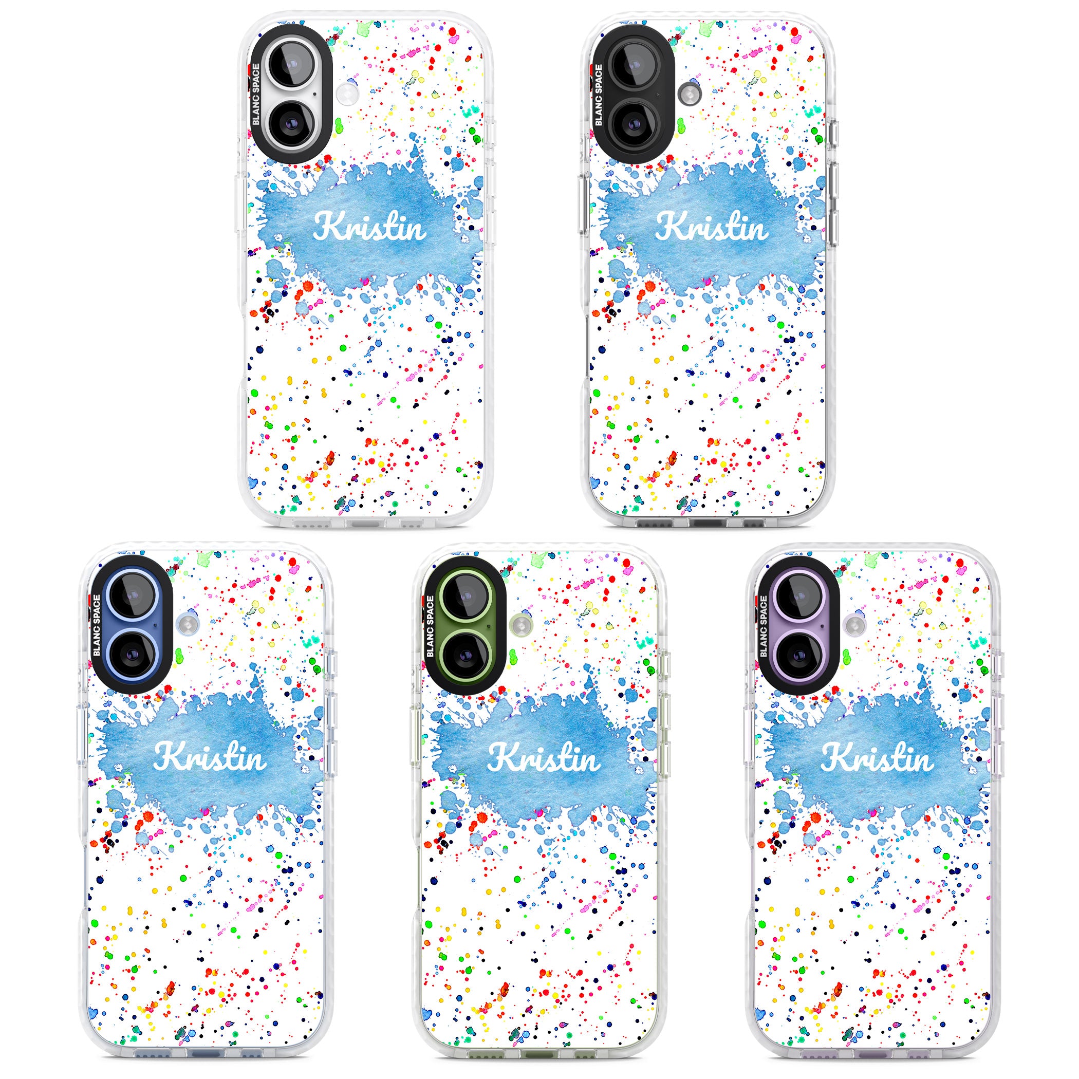 Personalised Rainbow Splatter Name iPhone 17 Impact Clear Phone Case APT Impact Protection