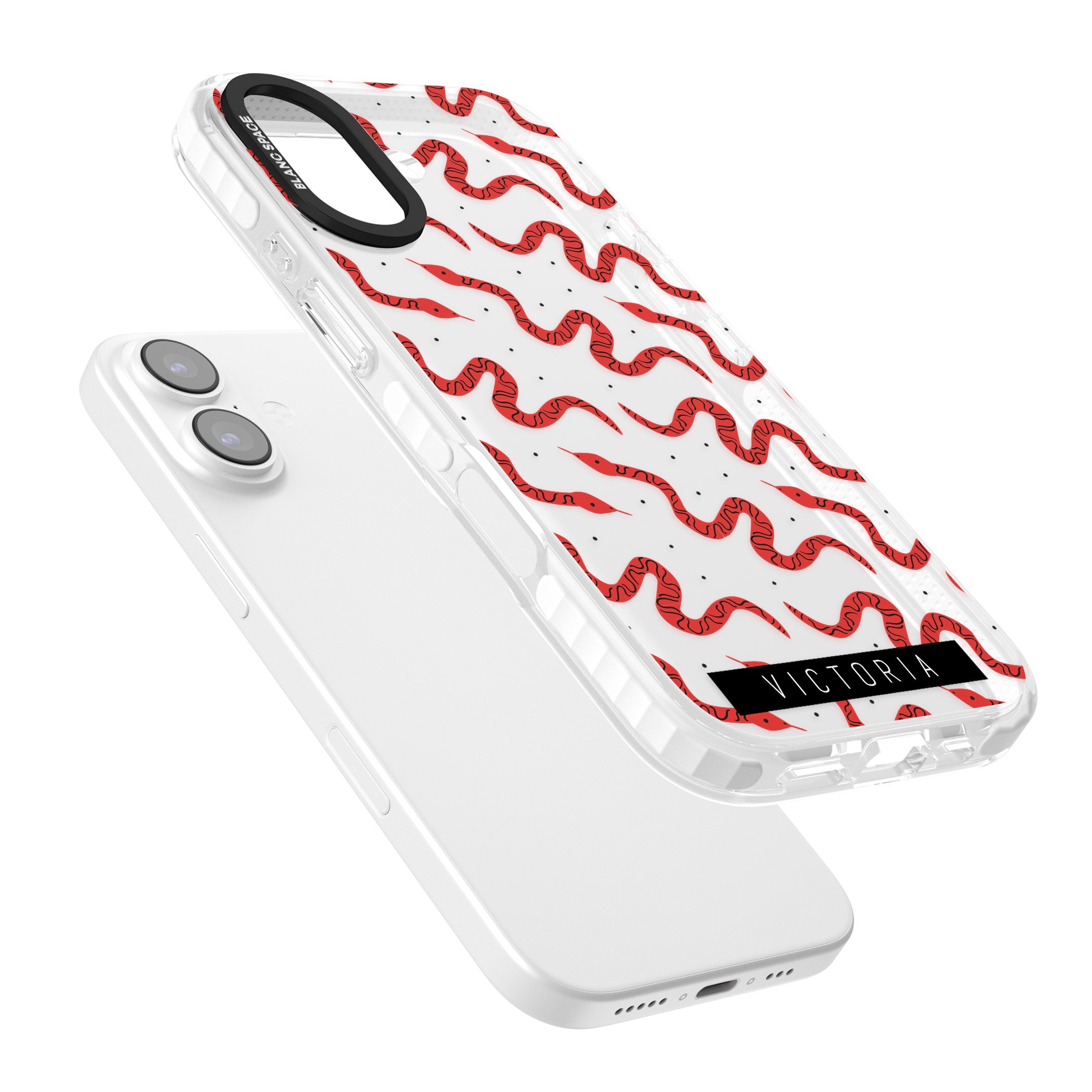Personalised Red Snake Pattern iPhone 17 Impact Clear Phone Case Colours
