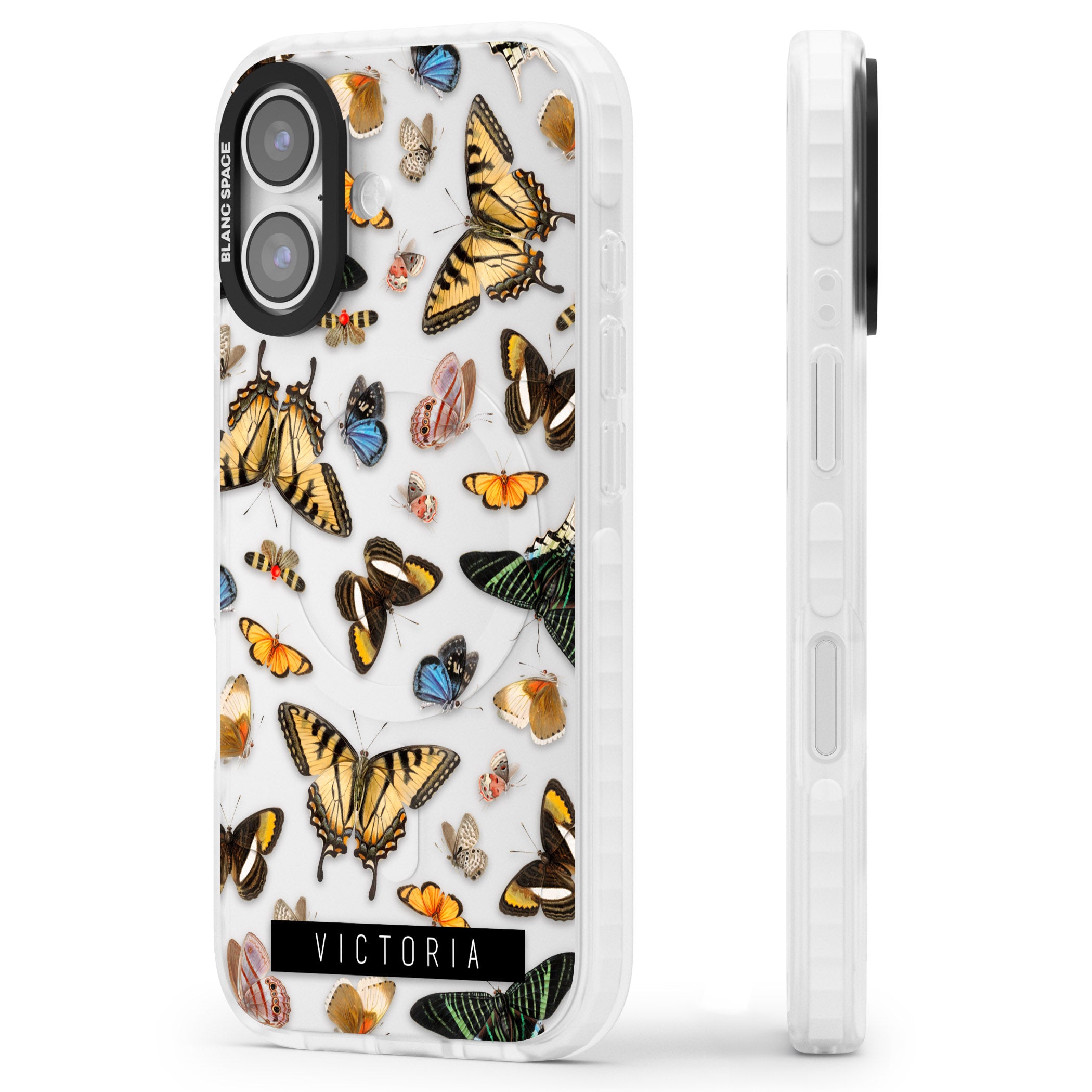 Personalised Butterfly Archive iPhone 17 Impact Clear Phone Case Side Profile