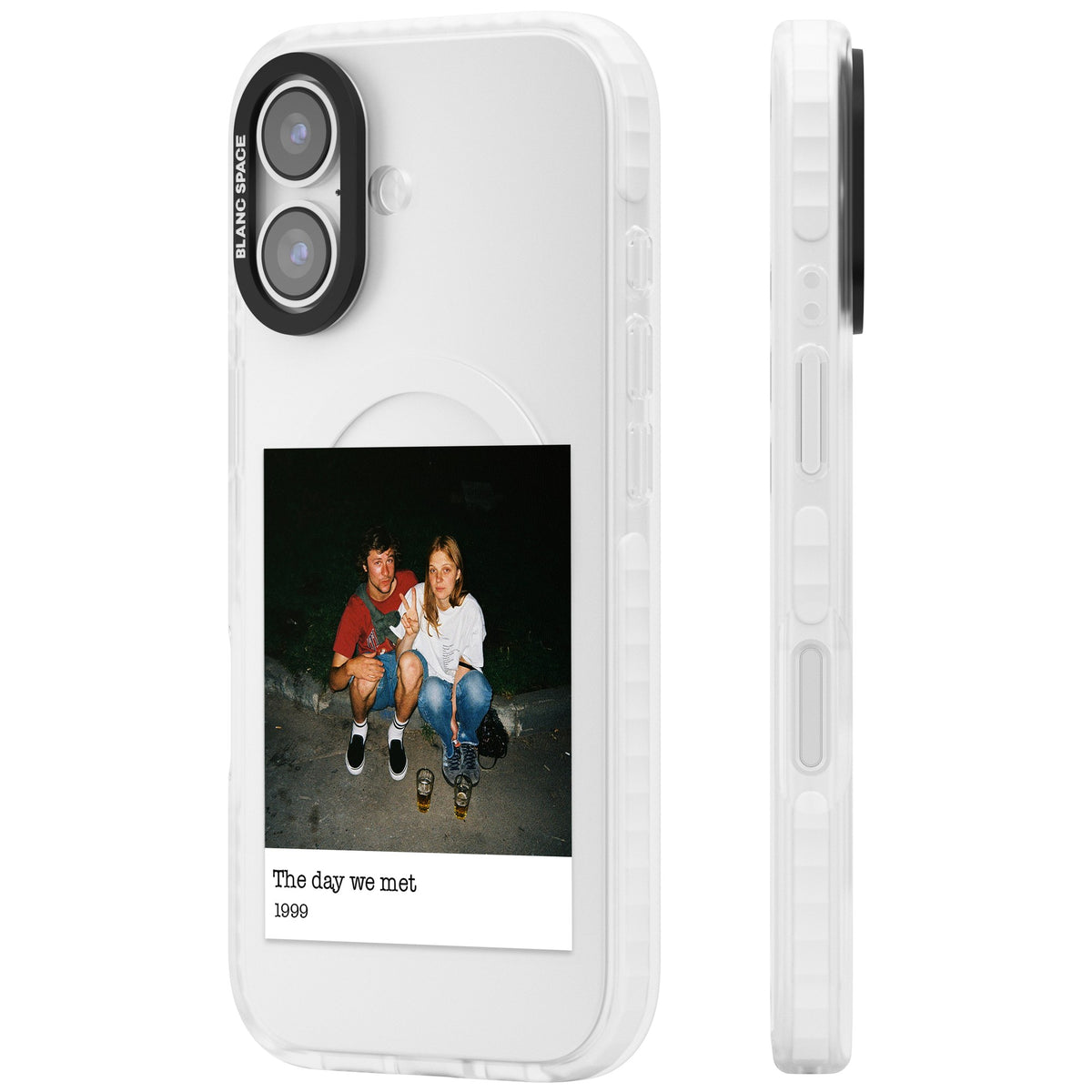 Personalised Photo Memory iPhone 16 / iPhone 16 Plus / iPhone 17 Impact Clear Phone Case side