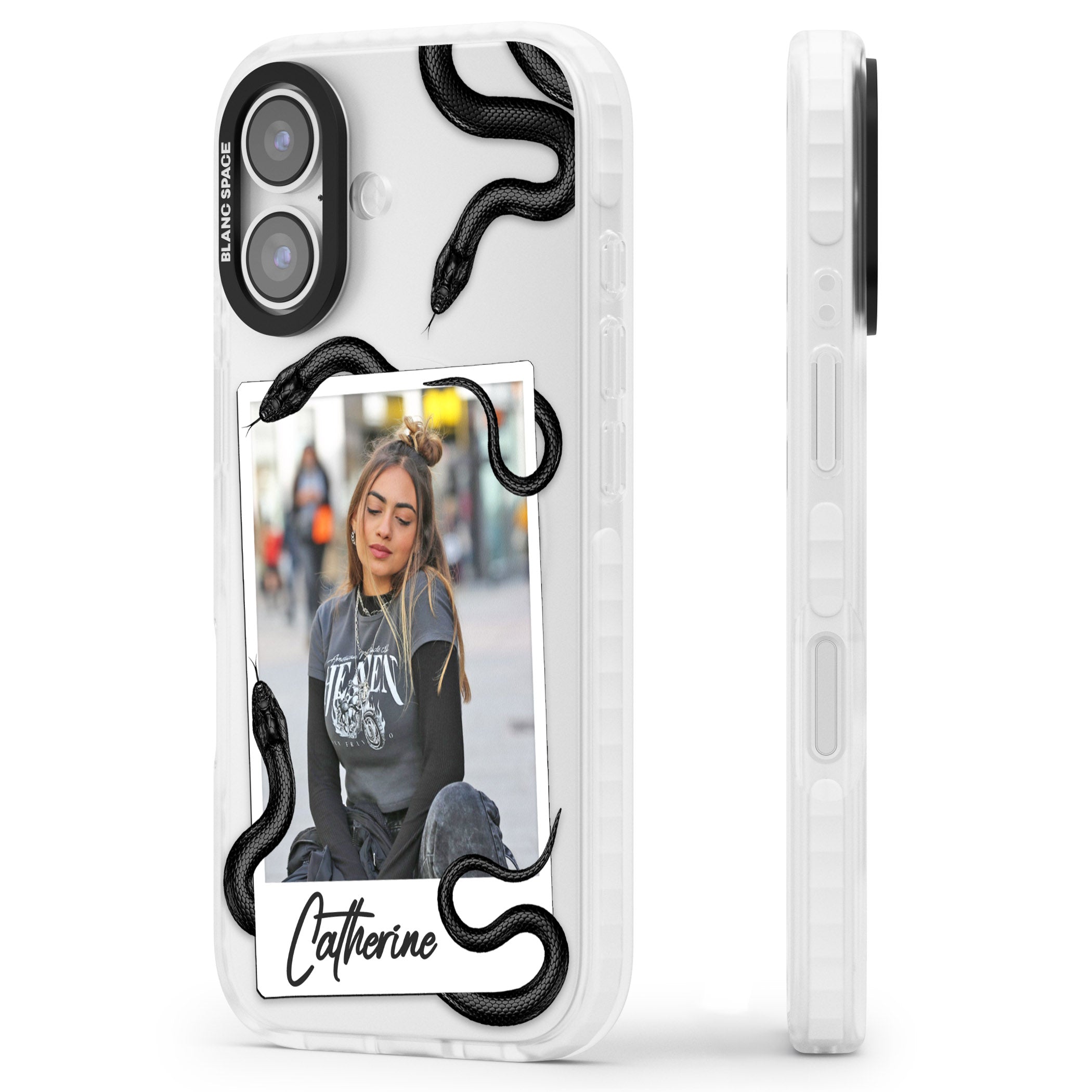 Personalised Snake Instant Photo iPhone 17 Impact Clear Phone Case Side Profile