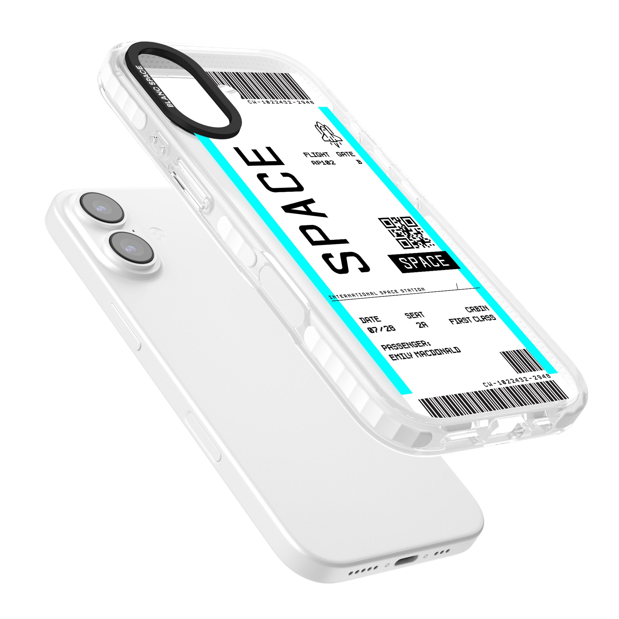 Personalised Space Travel Ticket iPhone 17 Impact Clear Phone Case Colours