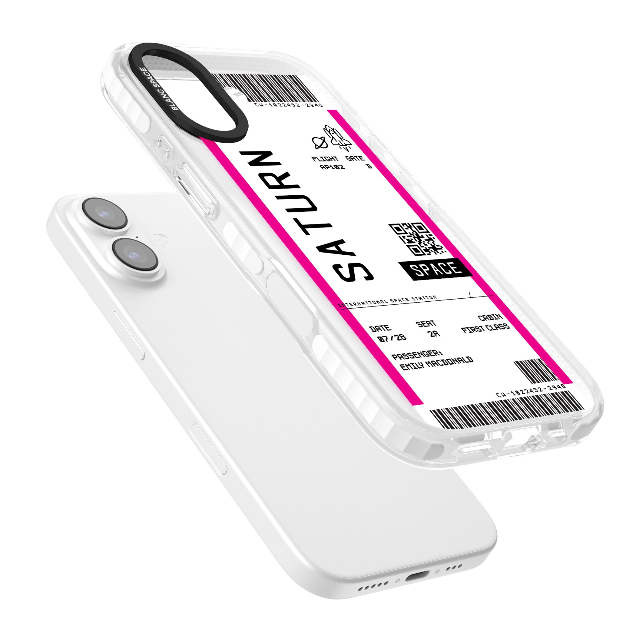 Personalised Saturn Travel Ticket iPhone 17 Impact Clear Phone Case Colours