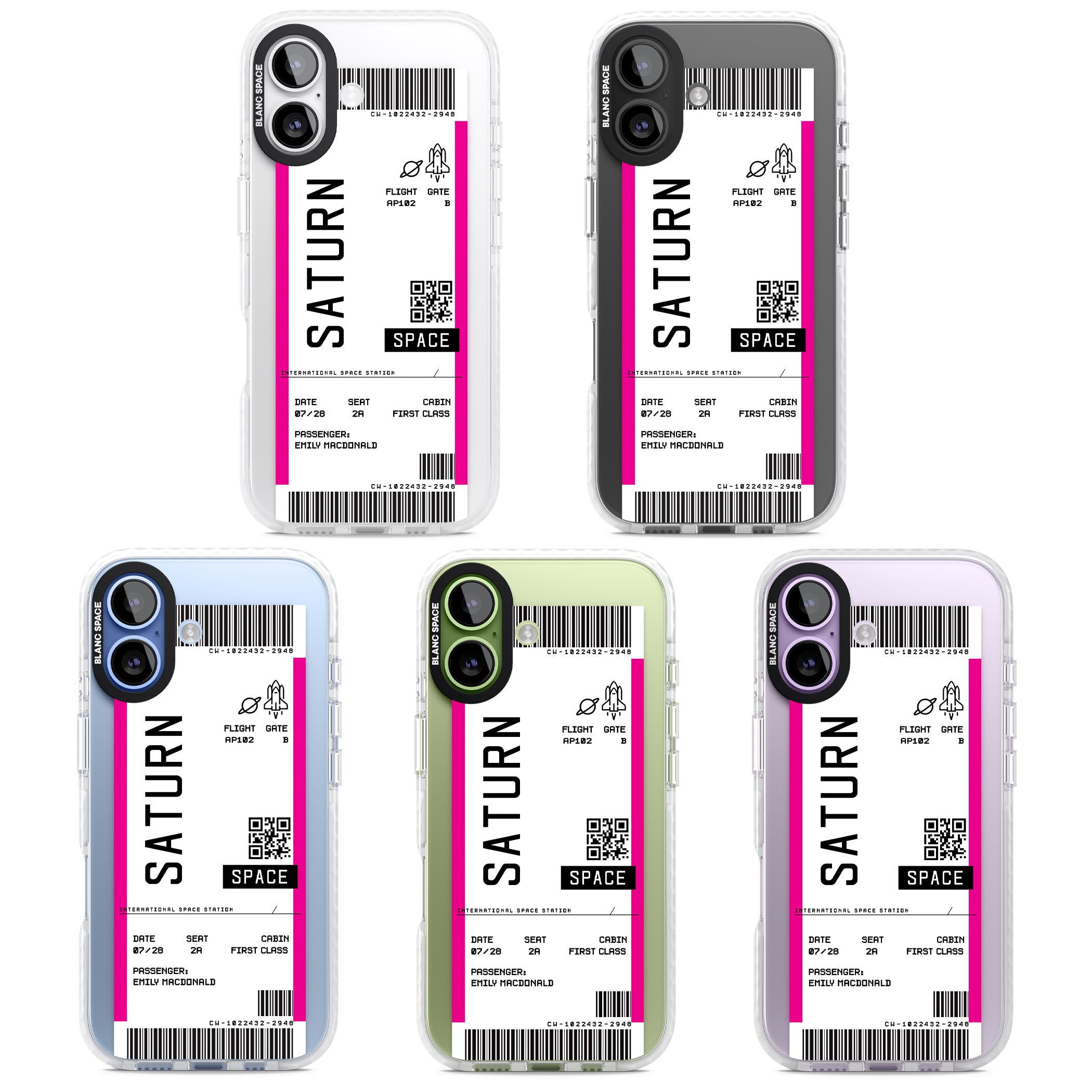 Personalised Saturn Travel Ticket iPhone 17 Impact Clear Phone Case APT Impact Protection