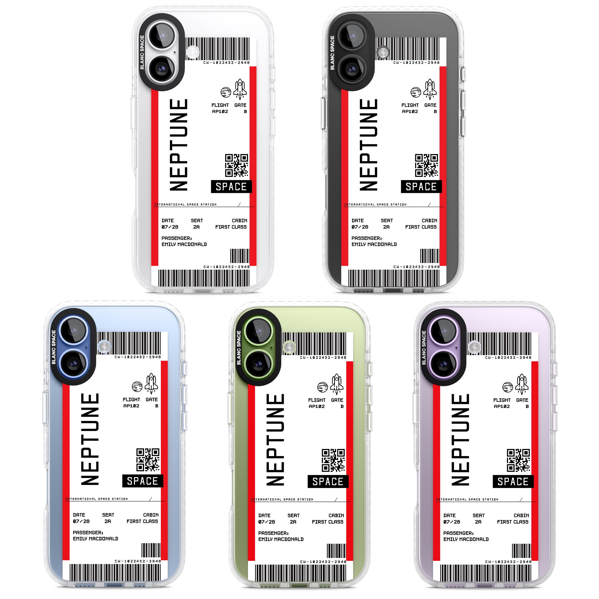 Personalised Neptune Travel Ticket iPhone 17 Impact Clear Phone Case APT Impact Protection