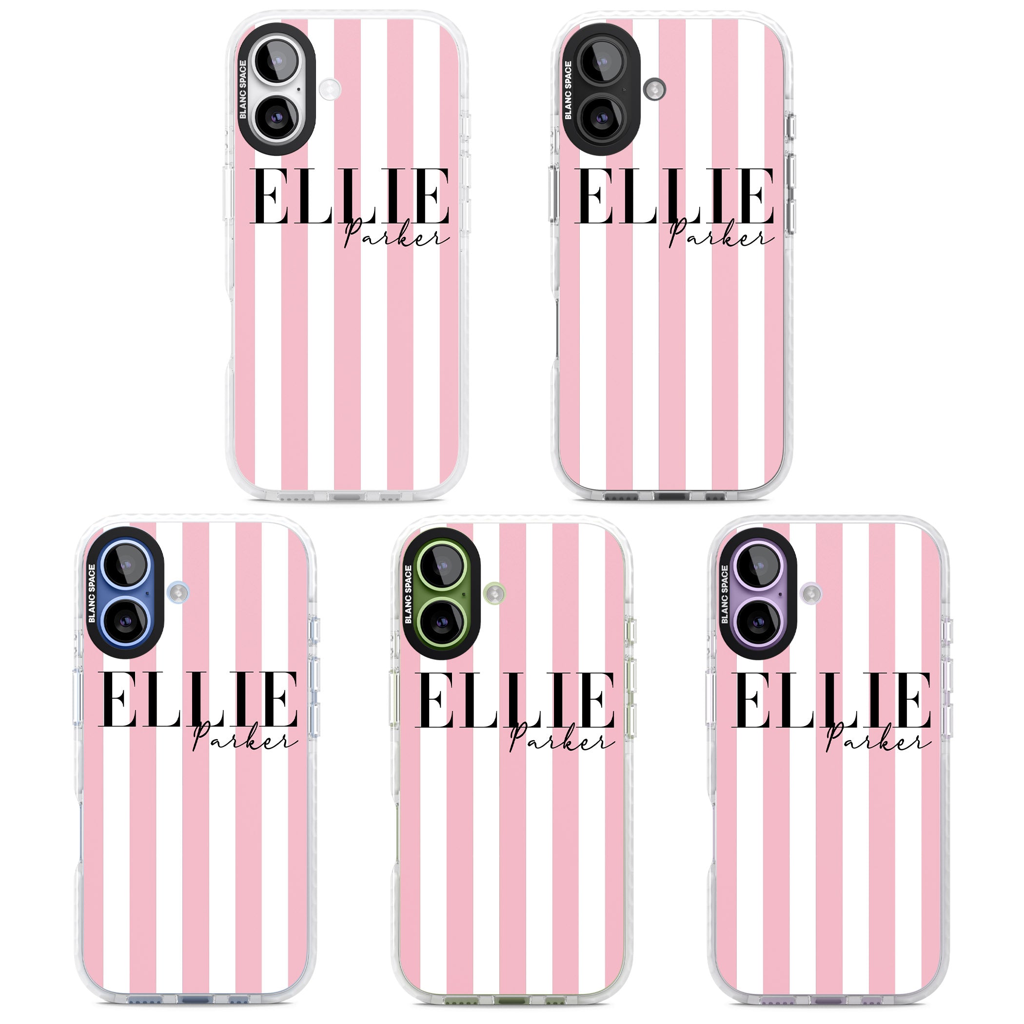 Personalised Pink Stripes iPhone 17 Impact Clear Phone Case APT Impact Protection
