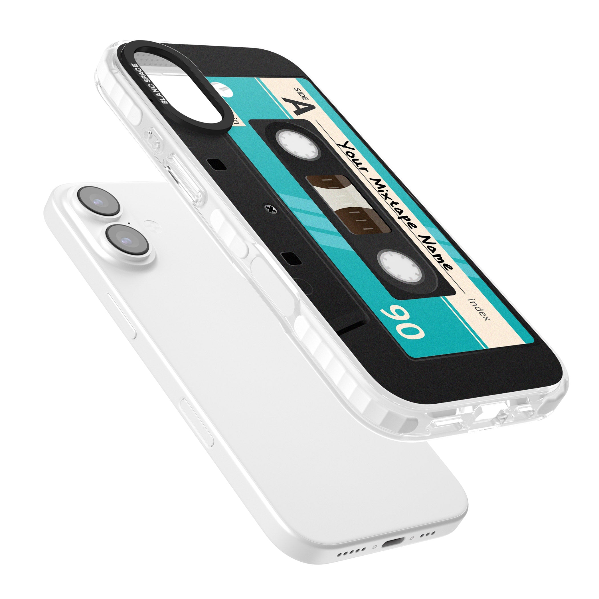 Personalised Retro Mixtape Dark iPhone 17 Impact Clear Phone Case Colours