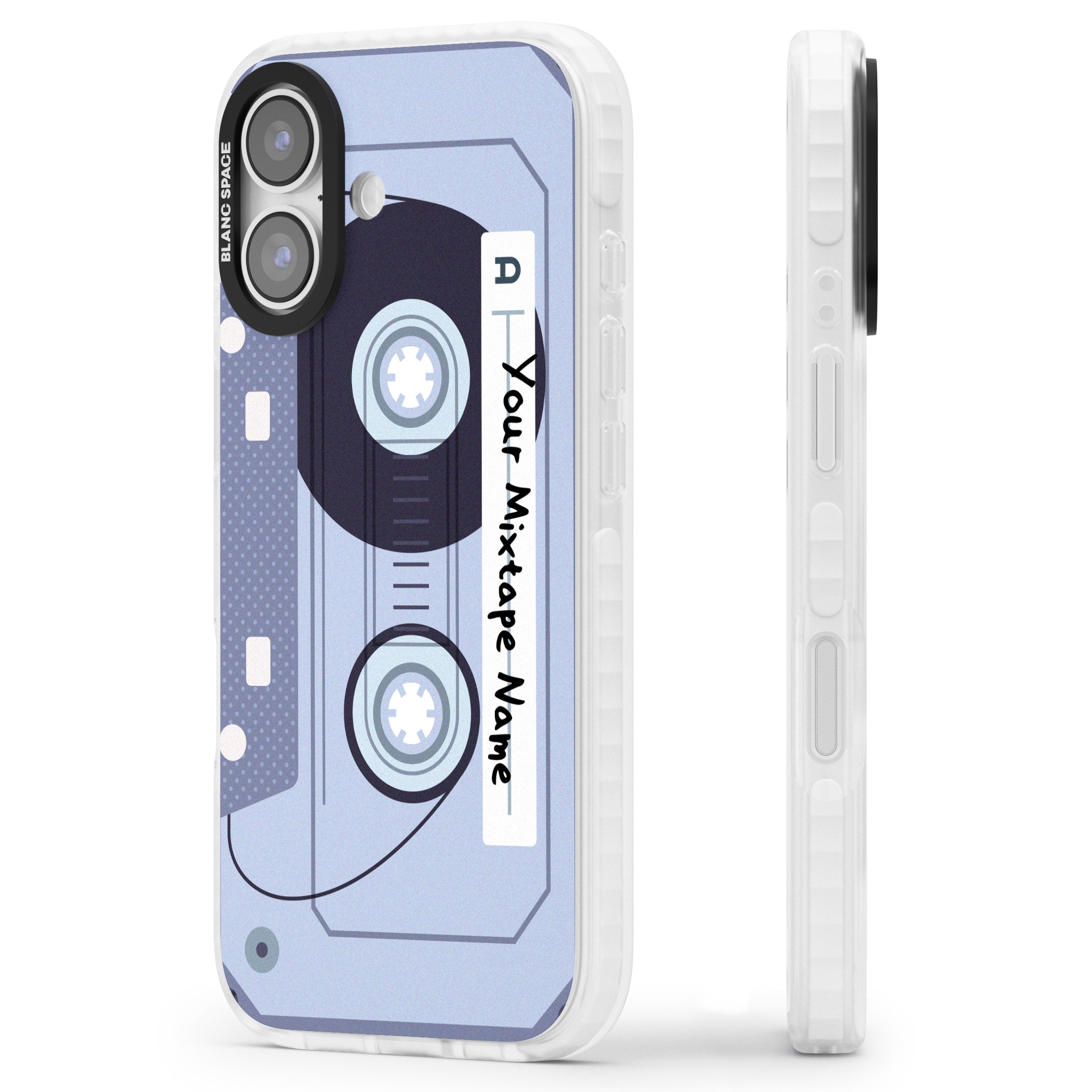 Personalised Retro Mixtape Industrial iPhone 17 Impact Clear Phone Case Side Profile