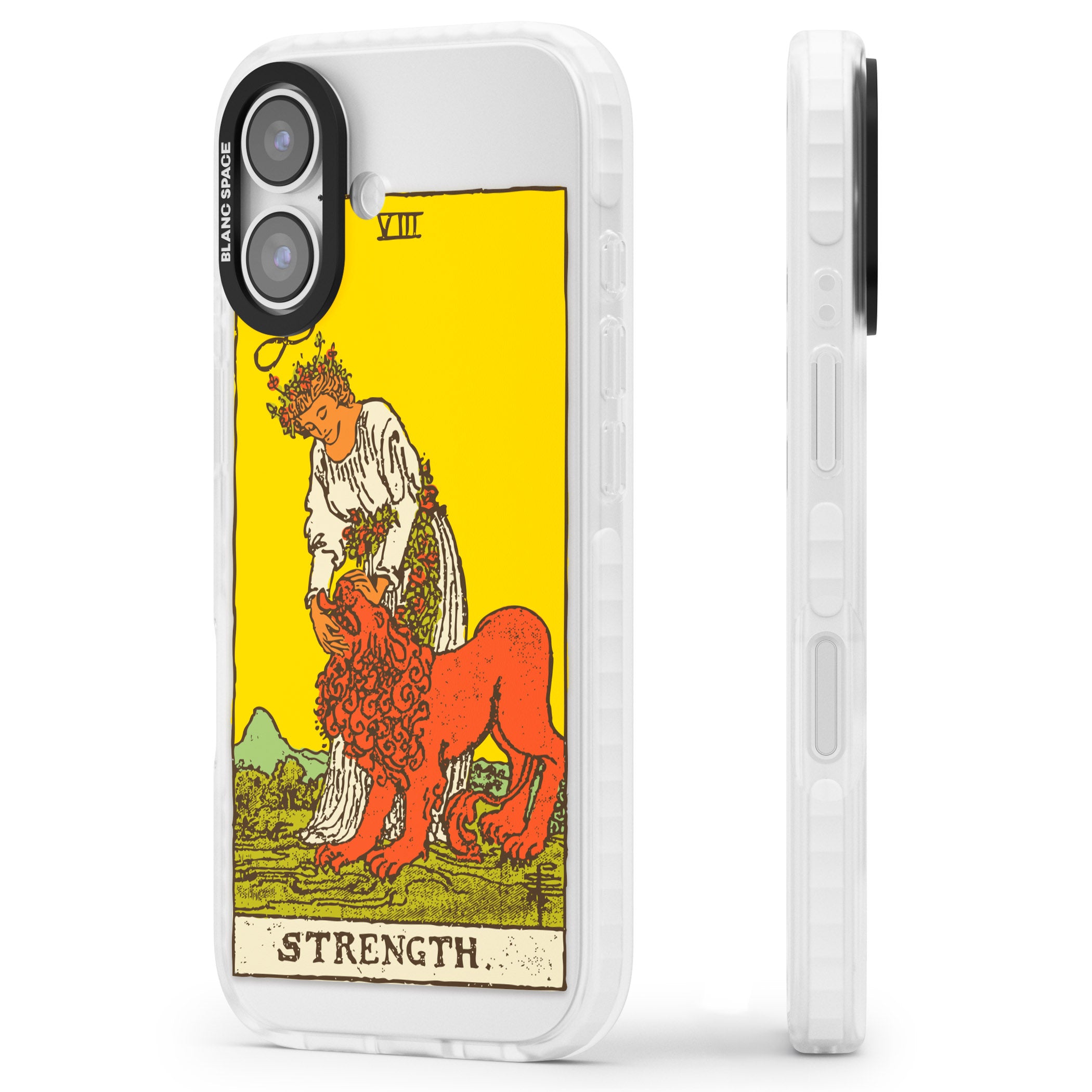 Personalised Strength Tarot Card (Color) iPhone 17 Impact Clear Phone Case Side Profile