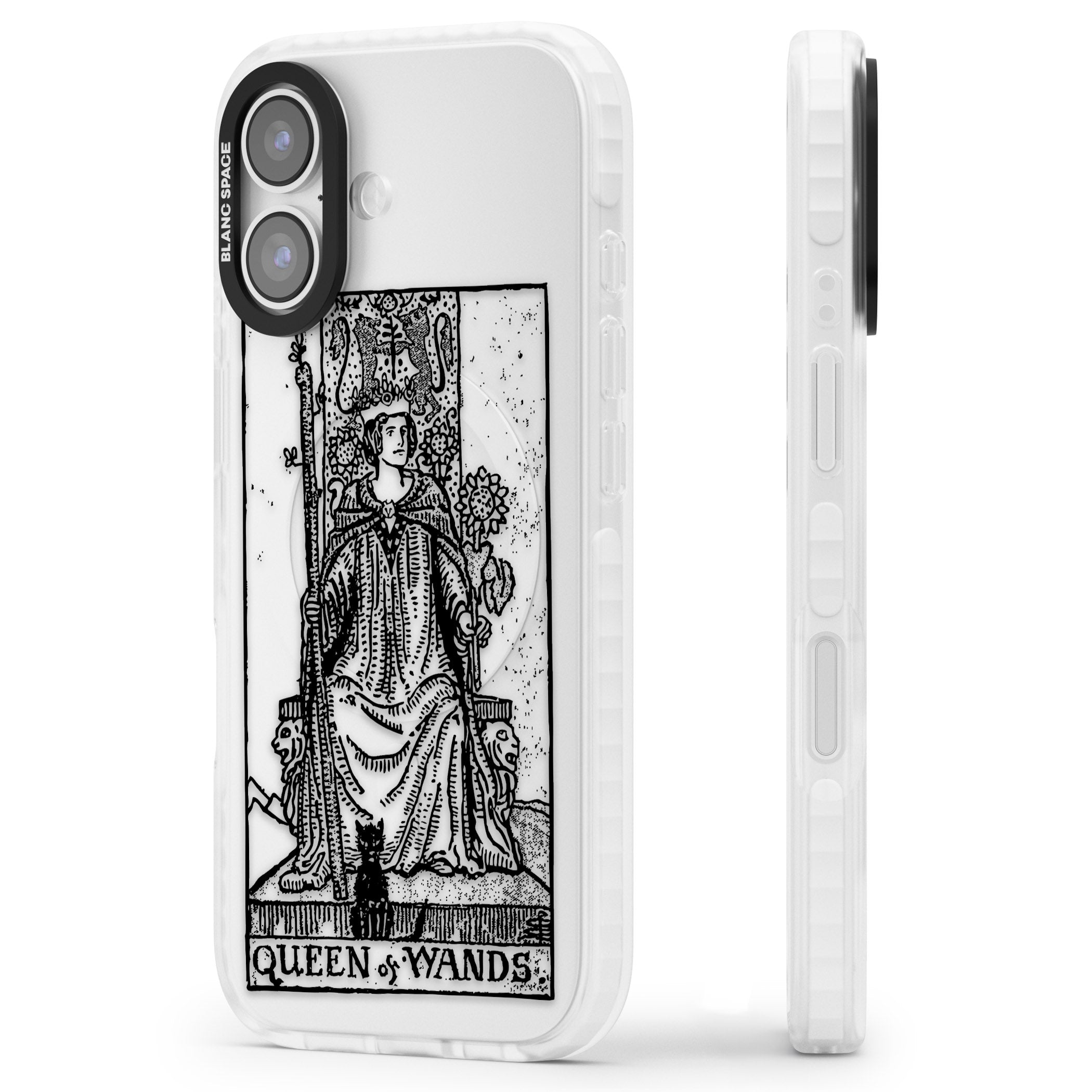 Personalised Queen Of Wands Tarot Card (Clear) iPhone 17 Impact Clear Phone Case Side Profile