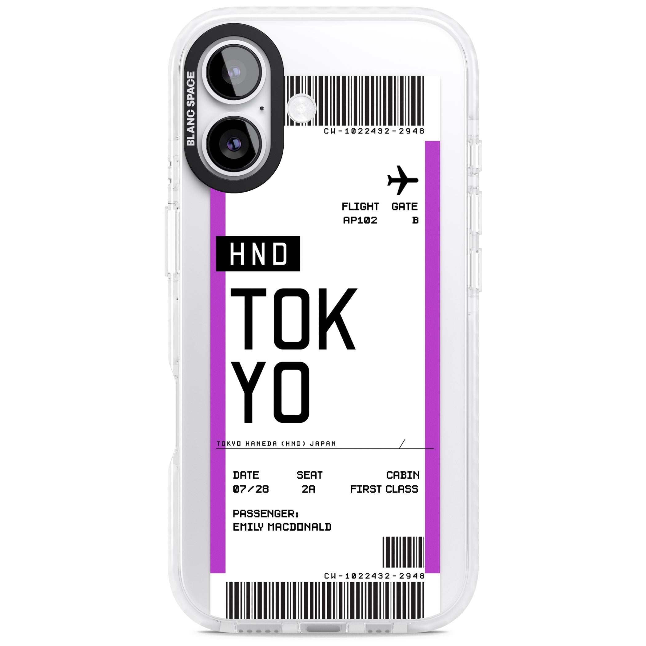 Personalised Tokyo Boarding Pass iPhone 17 Impact Clear Phone Case
