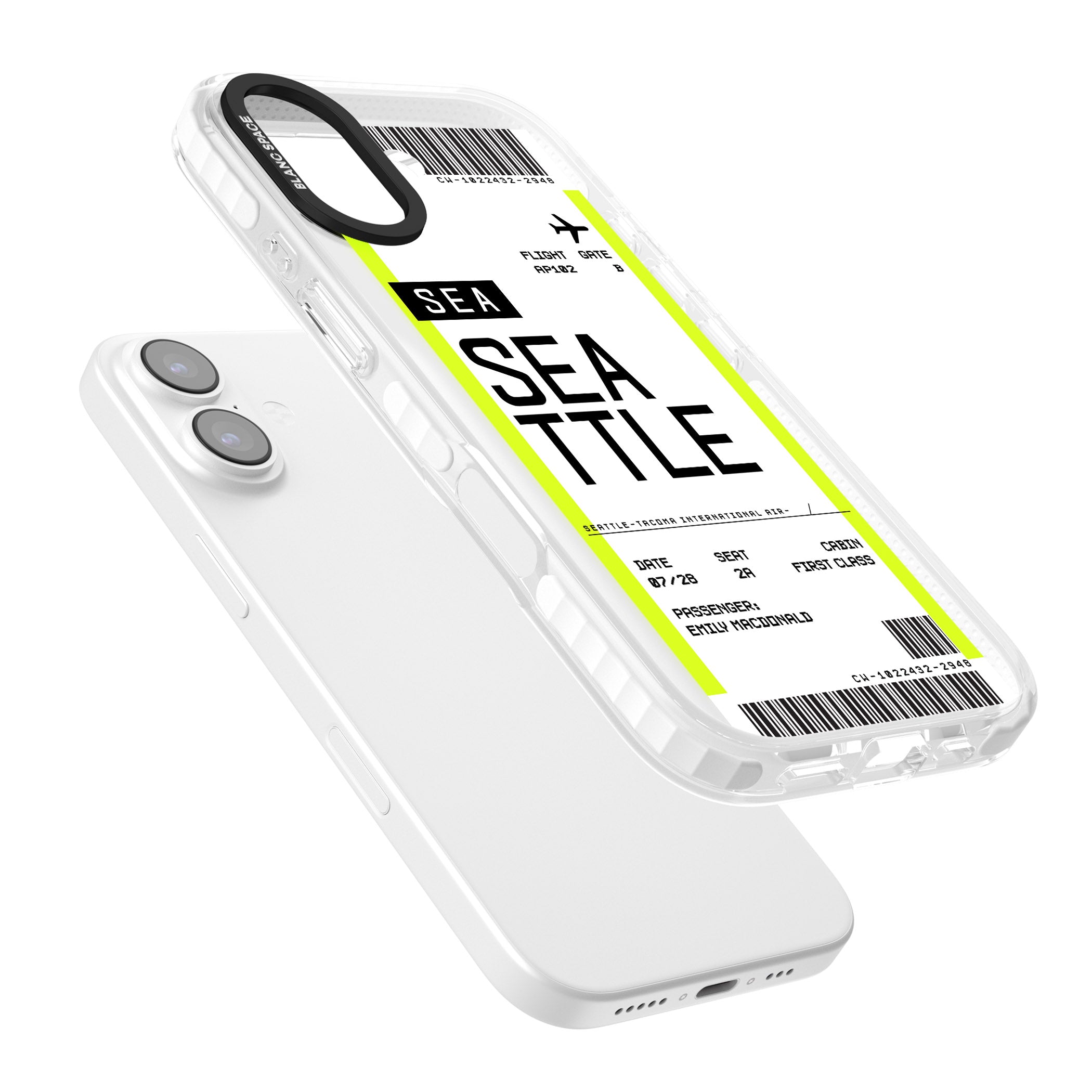 Personalised Seattle Boarding Pass iPhone 17 Impact Clear Phone Case Colours