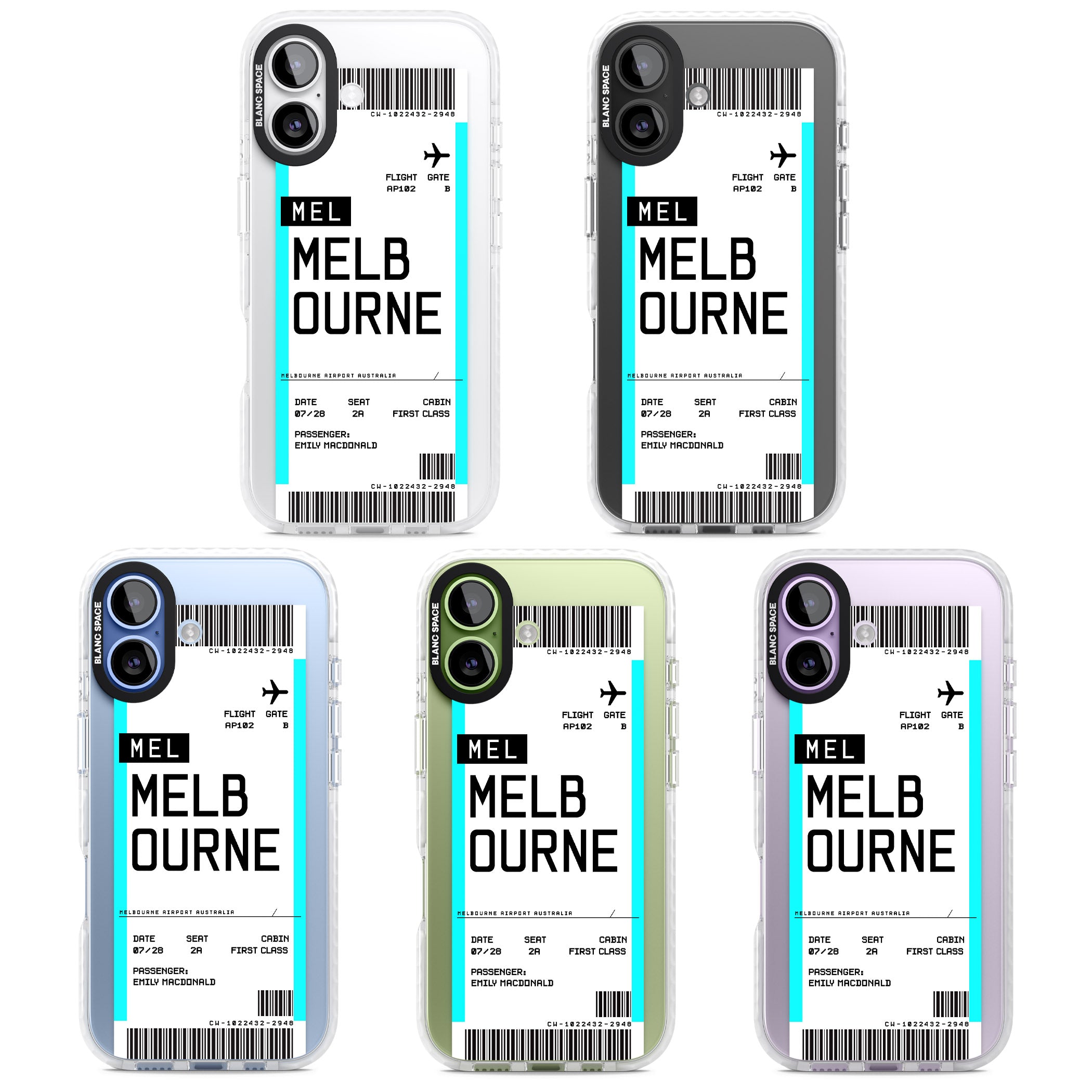 Personalised Melbourne Boarding Pass iPhone 17 Impact Clear Phone Case APT Impact Protection