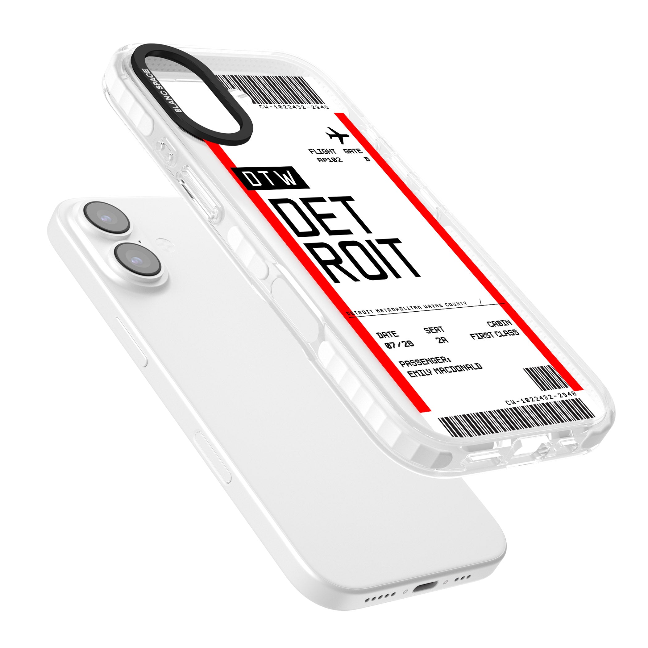 Personalised Detroit Boarding Pass iPhone 17 Impact Clear Phone Case Colours