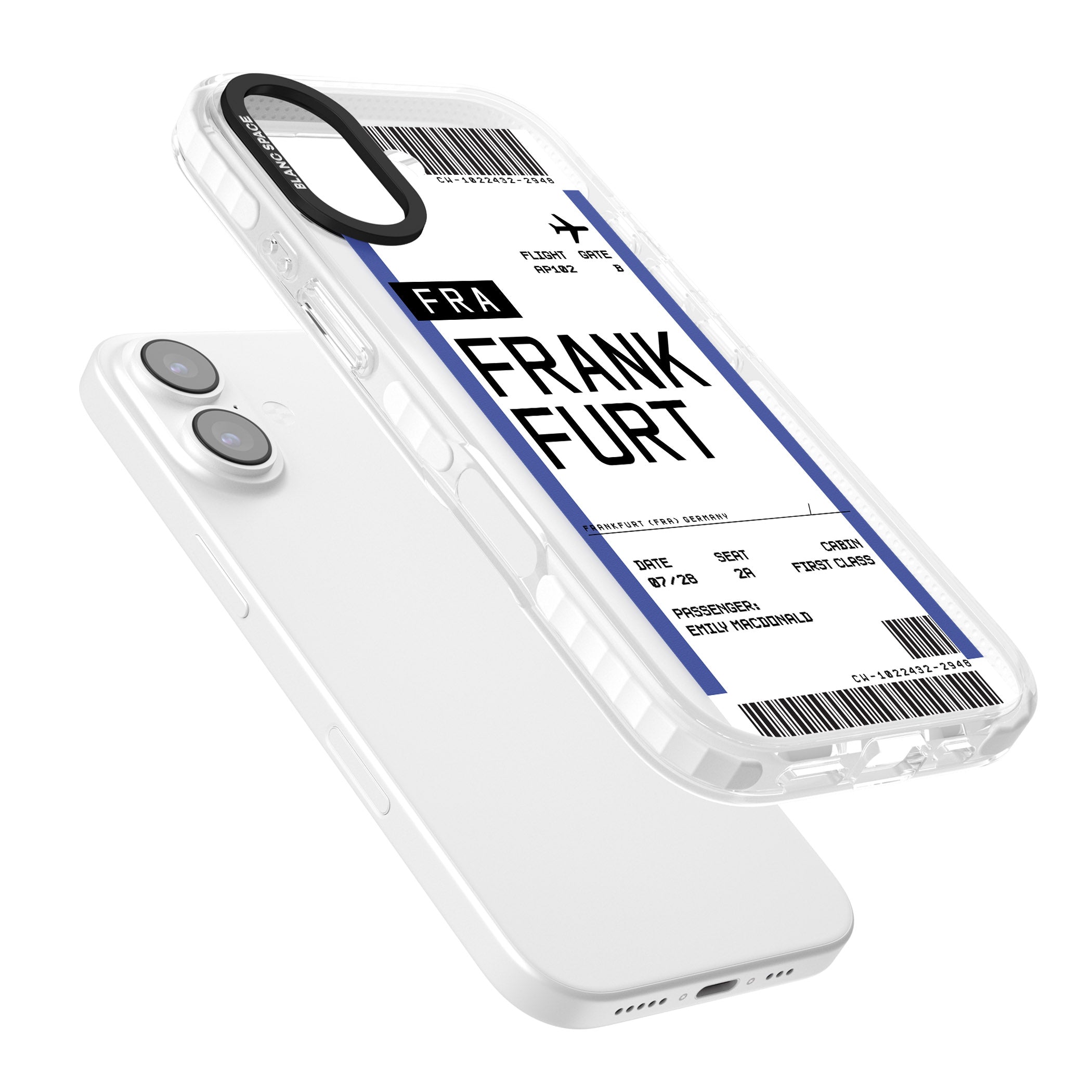 Personalised Frankfurt Boarding Pass iPhone 17 Impact Clear Phone Case Colours