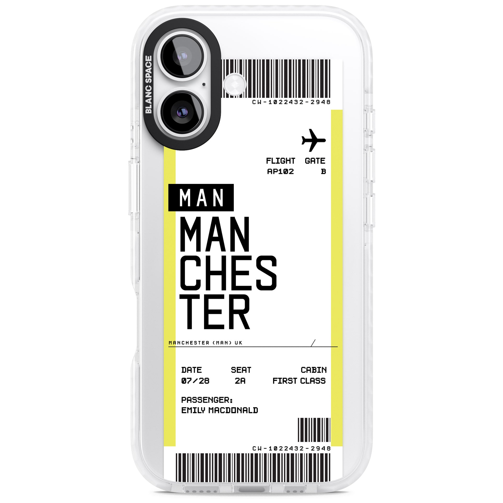 Personalised Manchester Boarding Pass iPhone 17 Impact Clear Phone Case