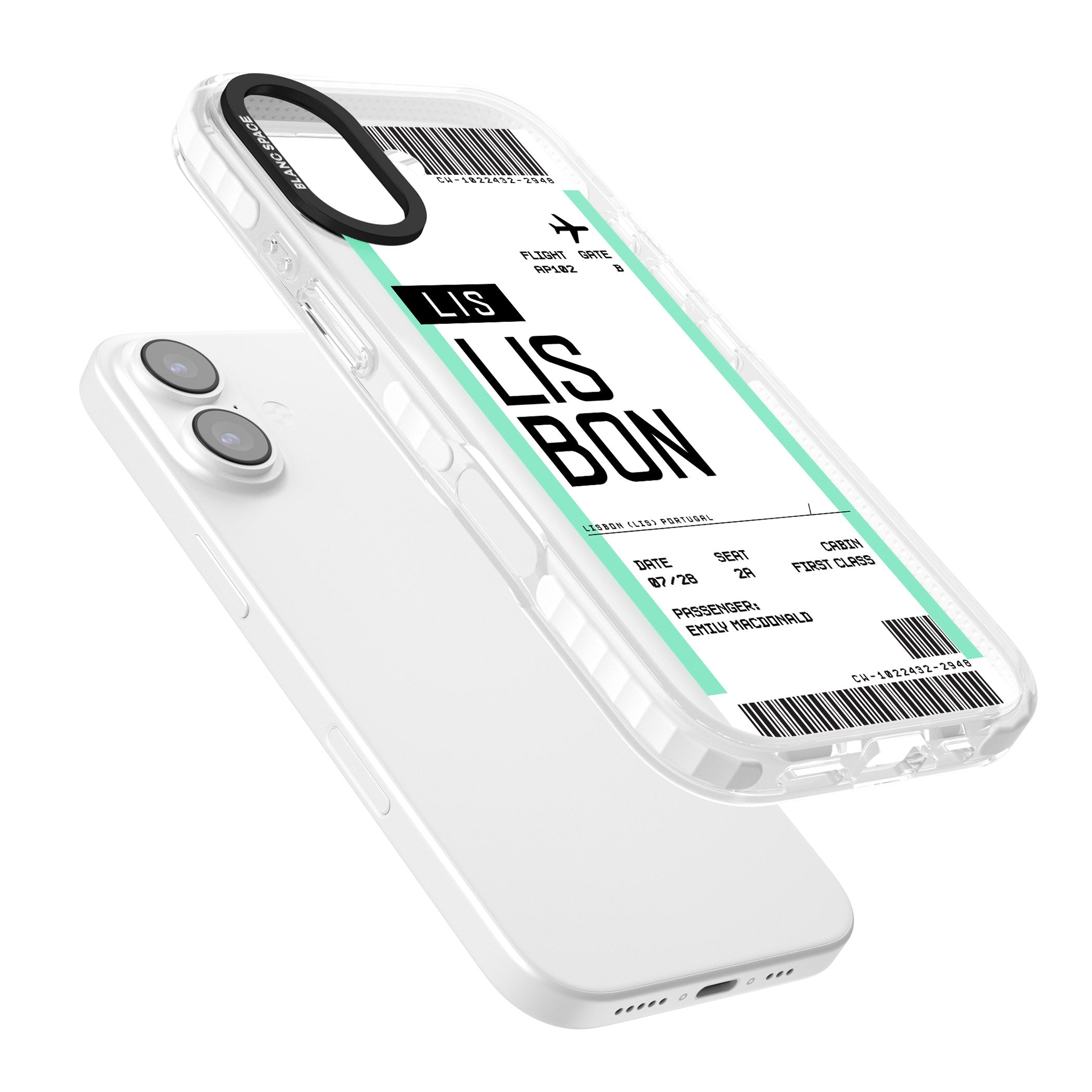 Personalised Lisbon Boarding Pass iPhone 17 Impact Clear Phone Case Colours