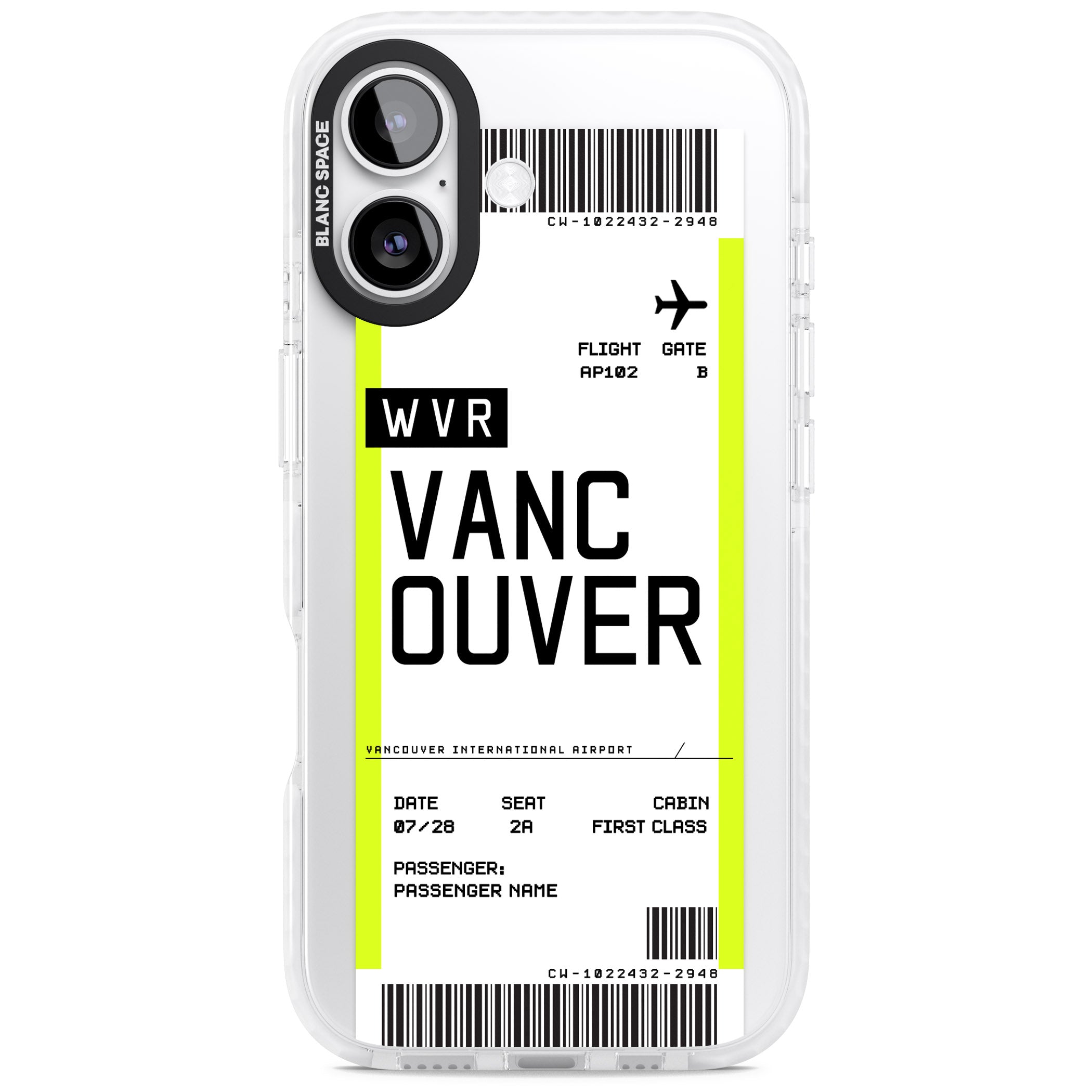 Personalised Vancouver Boarding Pass iPhone 17 Impact Clear Phone Case