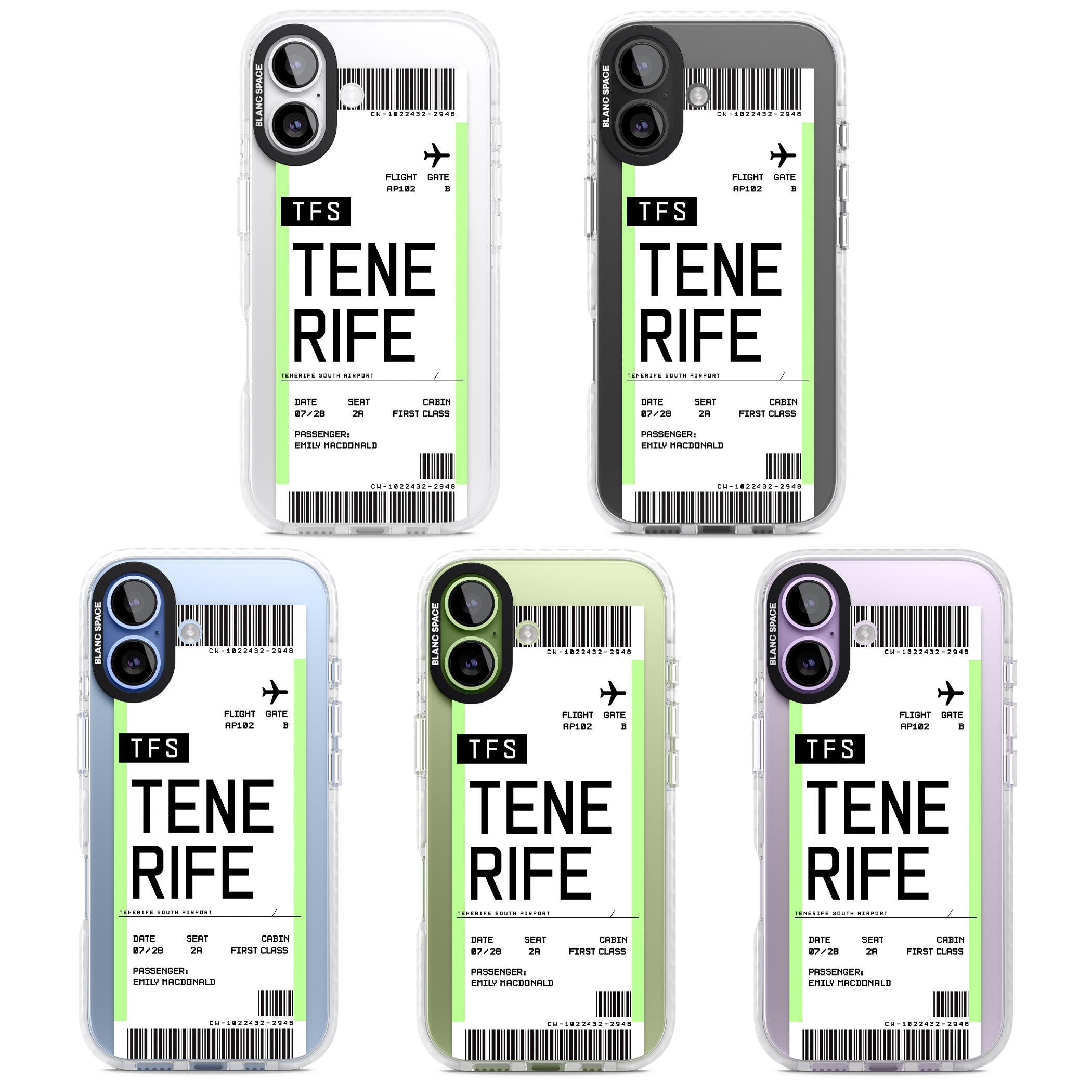 Personalised Tenerife Boarding Pass iPhone 17 Impact Clear Phone Case APT Impact Protection