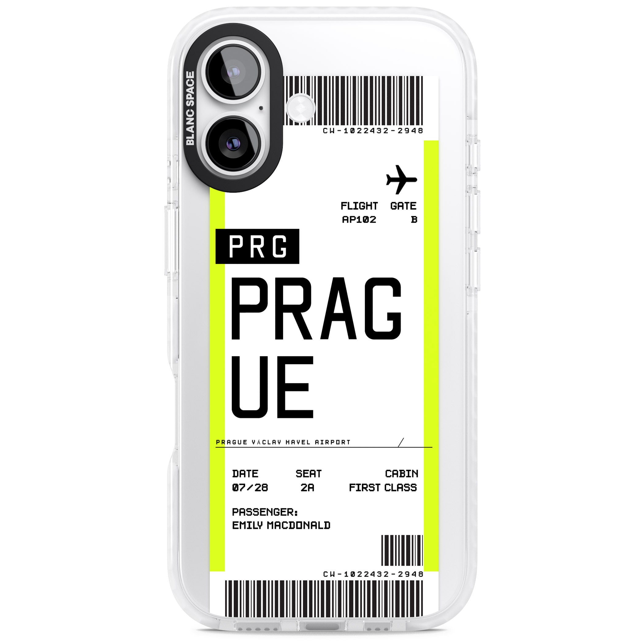 Personalised Prague Boarding Pass iPhone 17 Impact Clear Phone Case