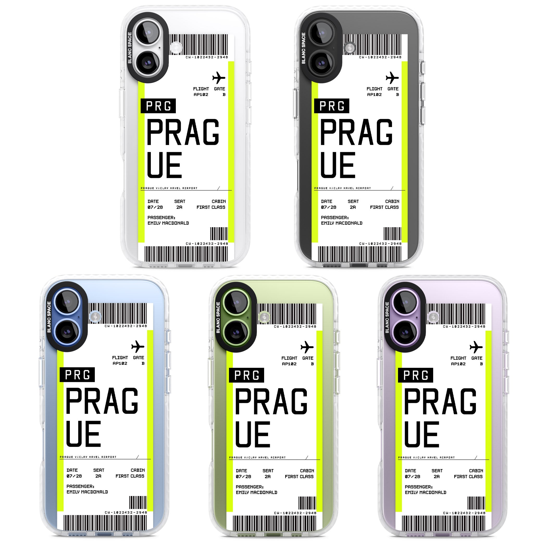 Personalised Prague Boarding Pass iPhone 17 Impact Clear Phone Case APT Impact Protection