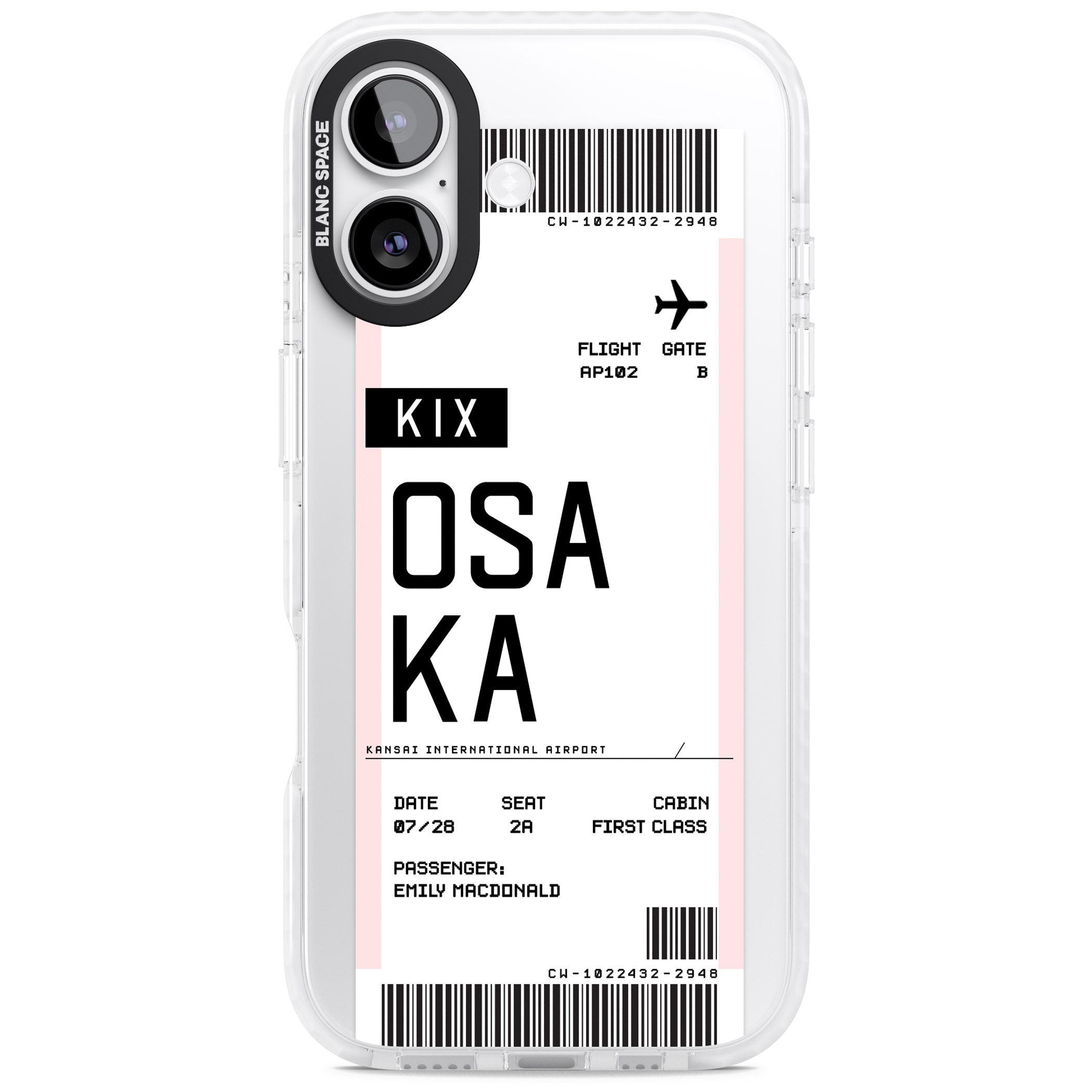 Personalised Osaka Boarding Pass iPhone 17 Impact Clear Phone Case