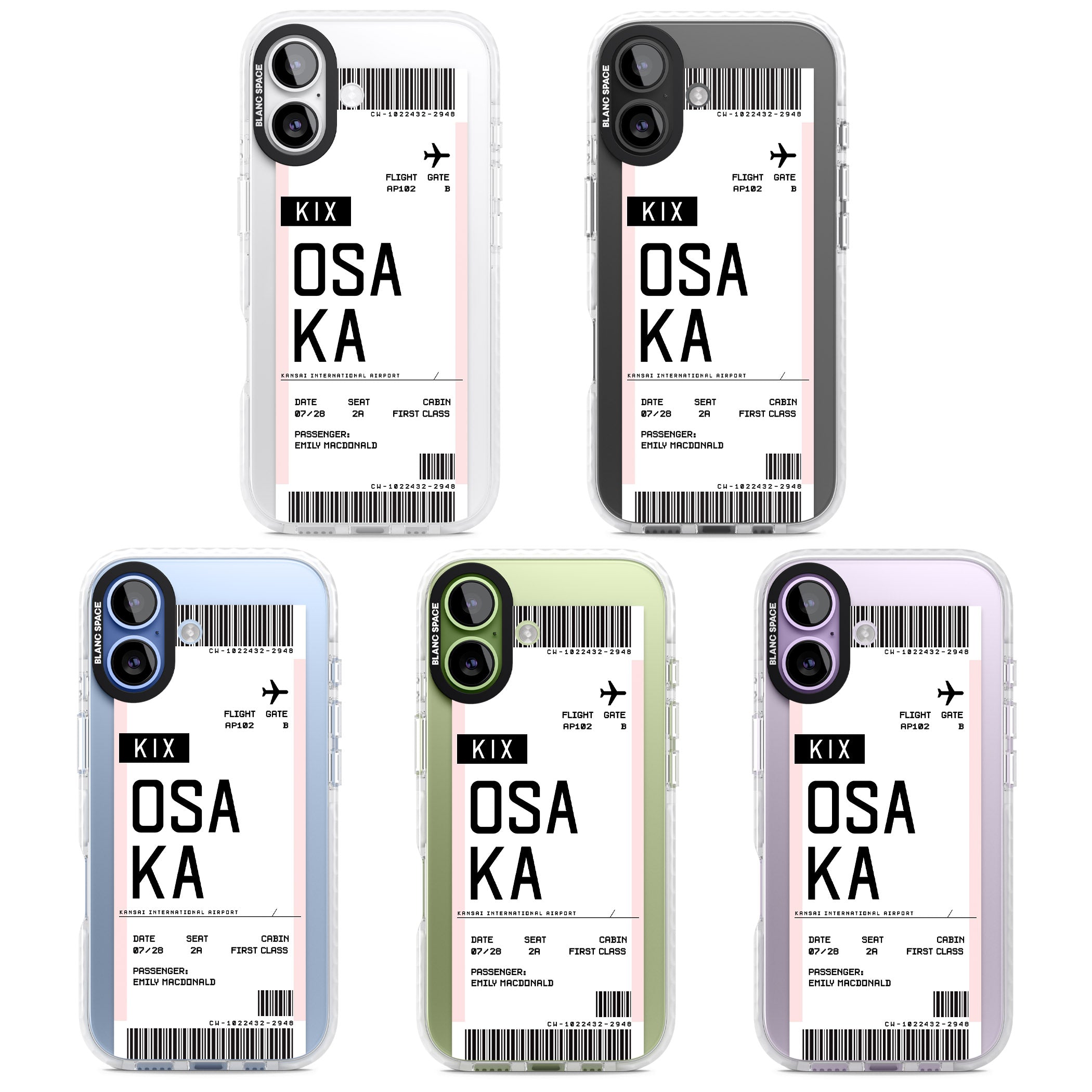 Personalised Osaka Boarding Pass iPhone 17 Impact Clear Phone Case APT Impact Protection